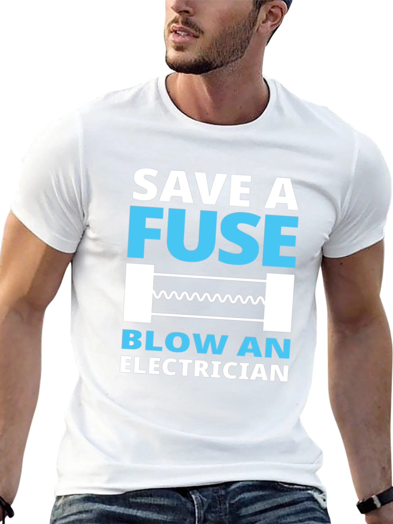 Black Save a Fuse, Blow an Electrician T-Shirt view 13