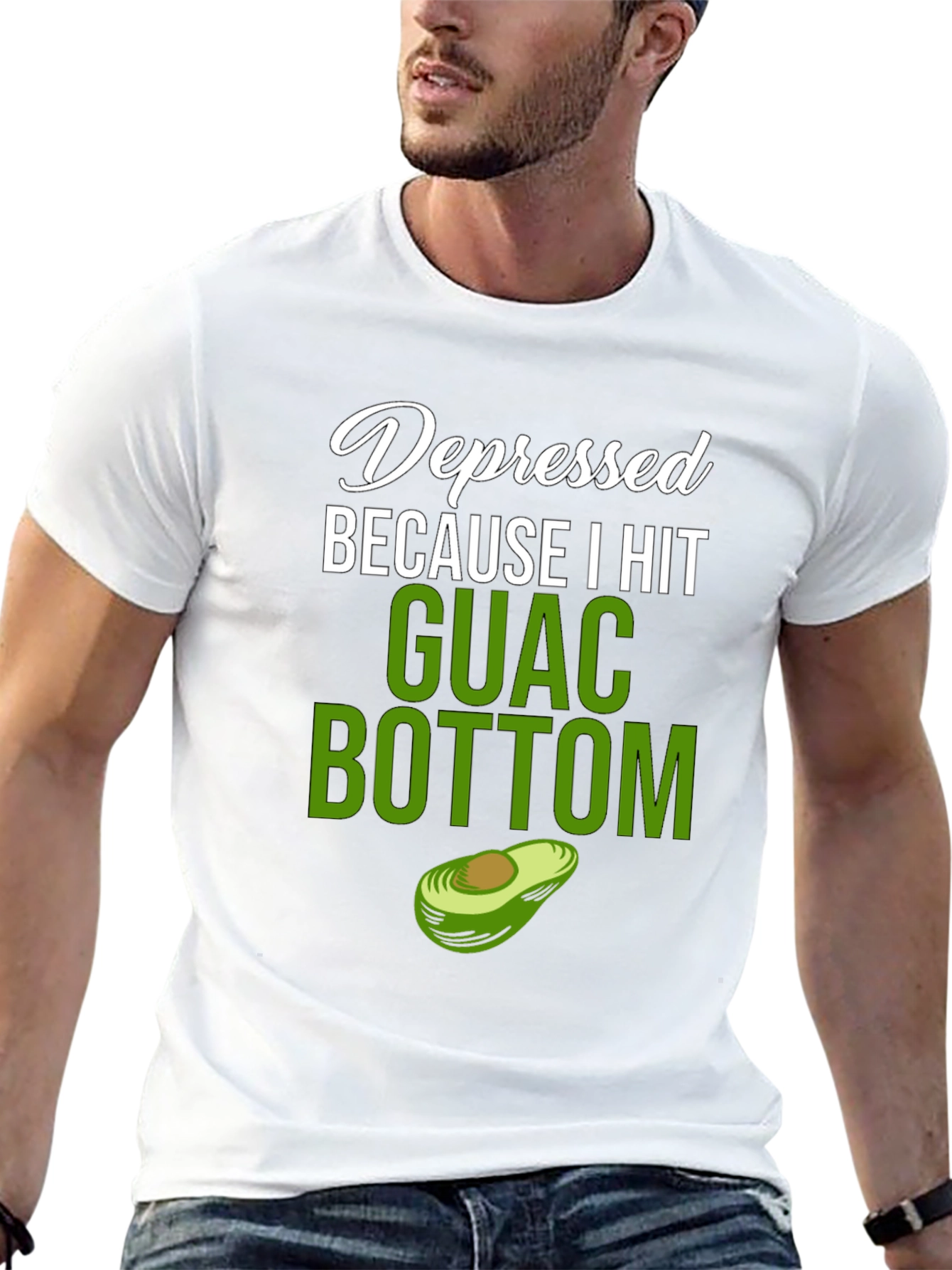 Black Depressed Because I Hit Guac Bottom T-Shirt view 13