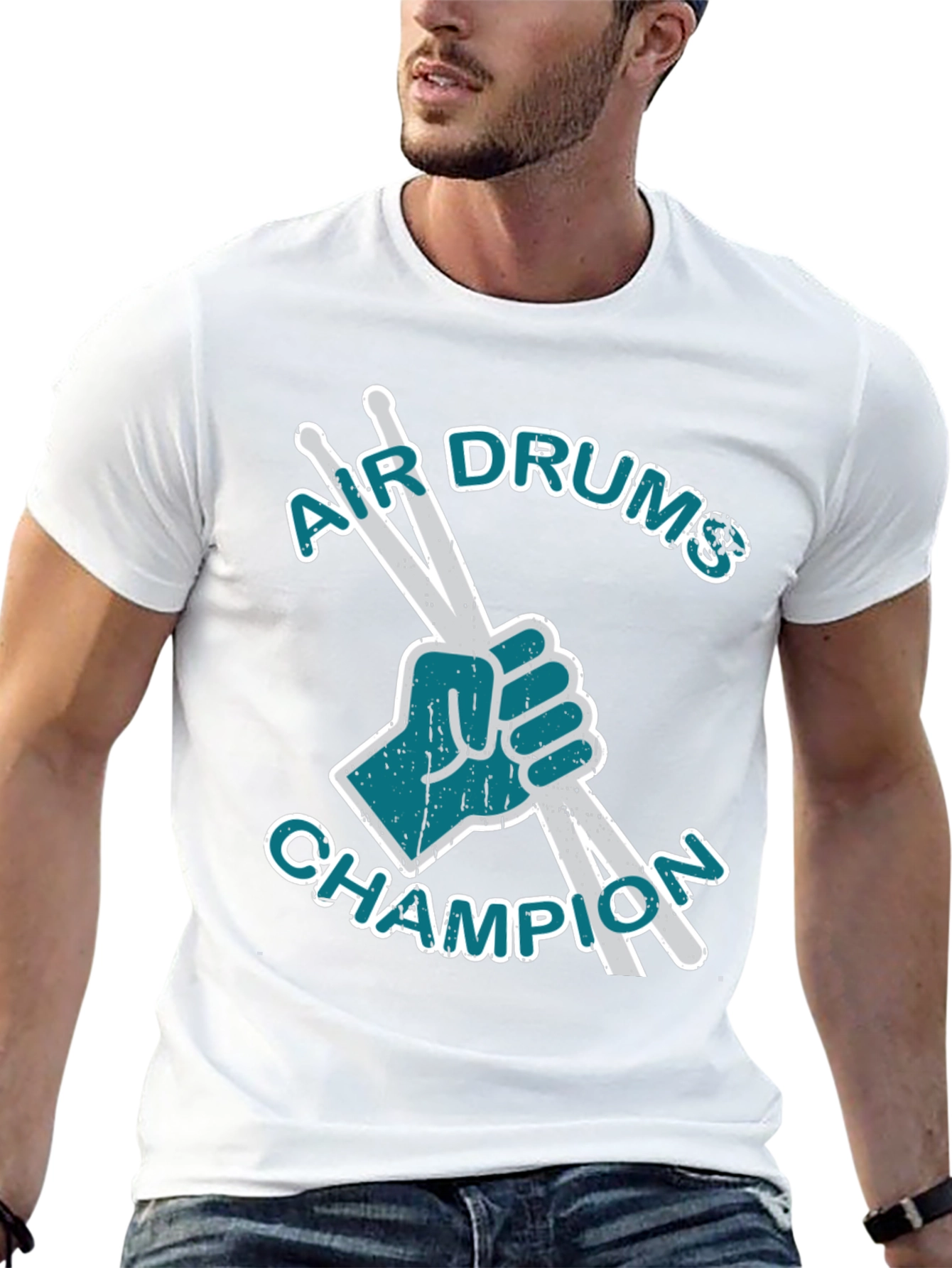 Black Air Drums Champion Graphic Tee - Black Cotton T-Shirt view 13