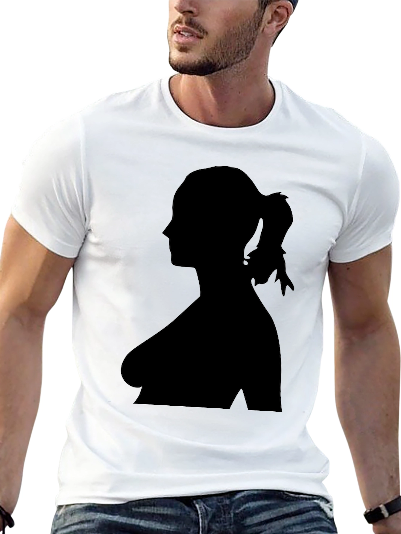Black Silhouette Woman Graphic Tee - Classic Black T-Shirt view 13