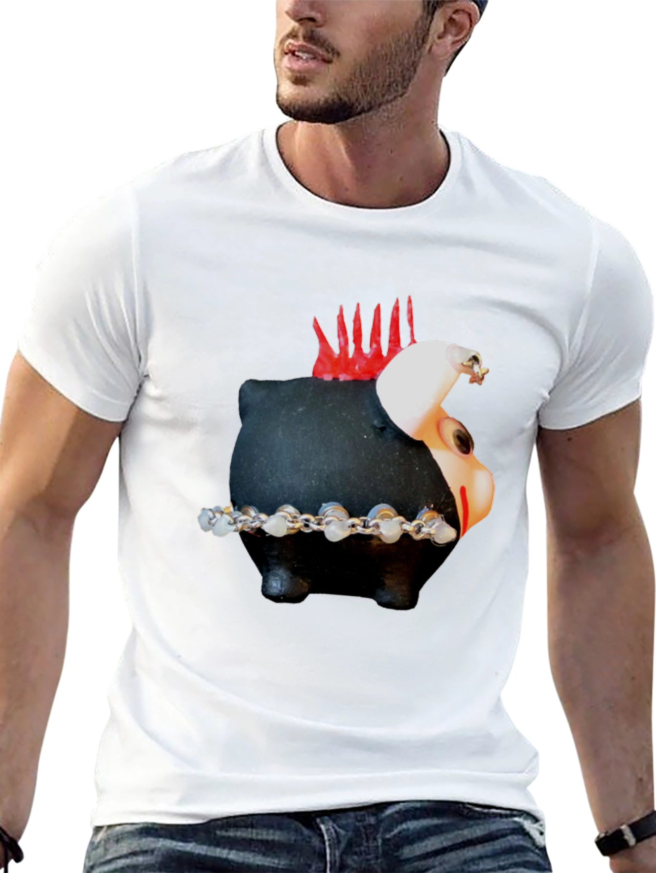 Black Punk Piggy Bank Graphic Tee - Black view 13