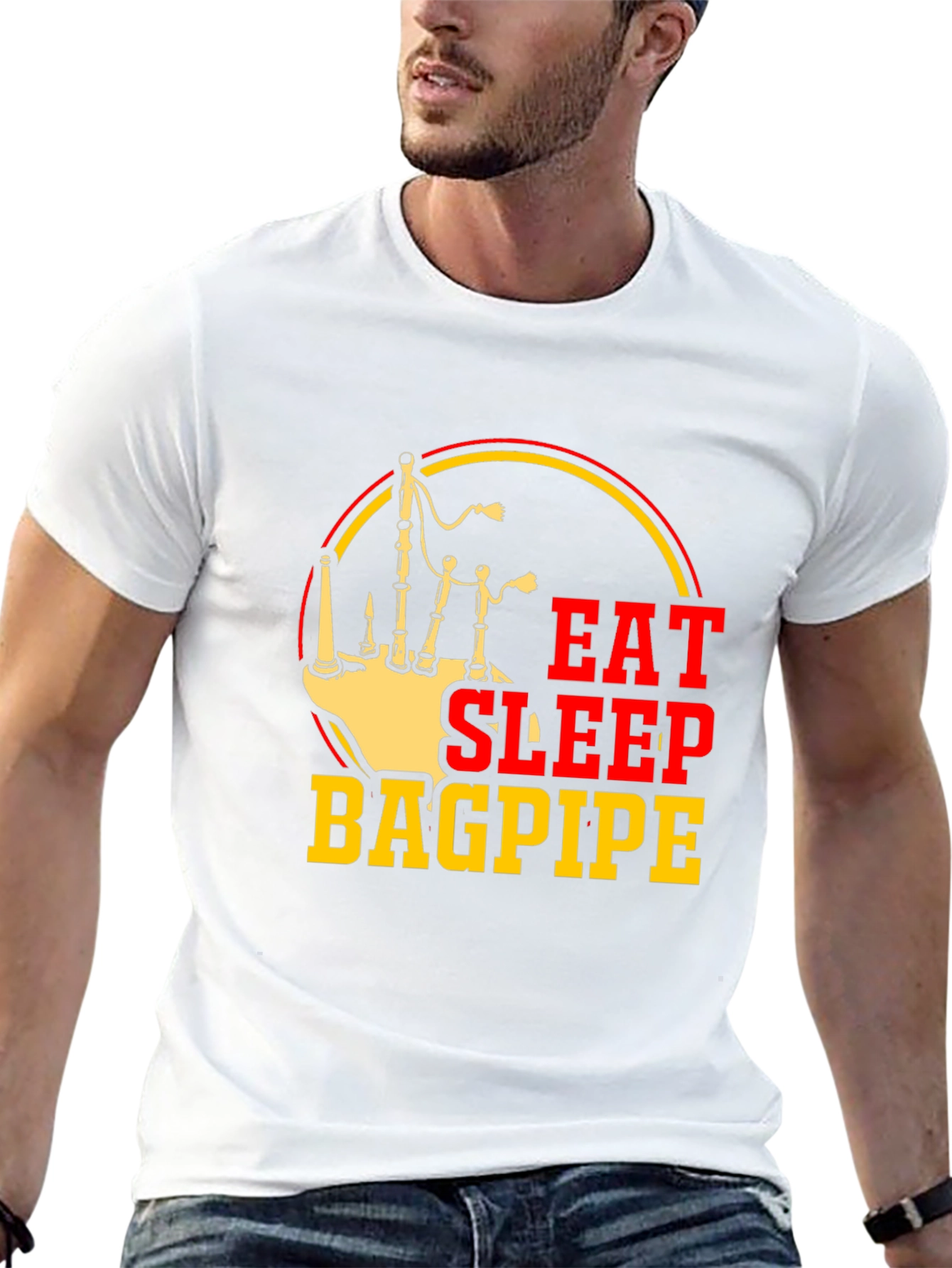 Black Eat Sleep Bagpipe T-Shirt | Musician Apparel view 13