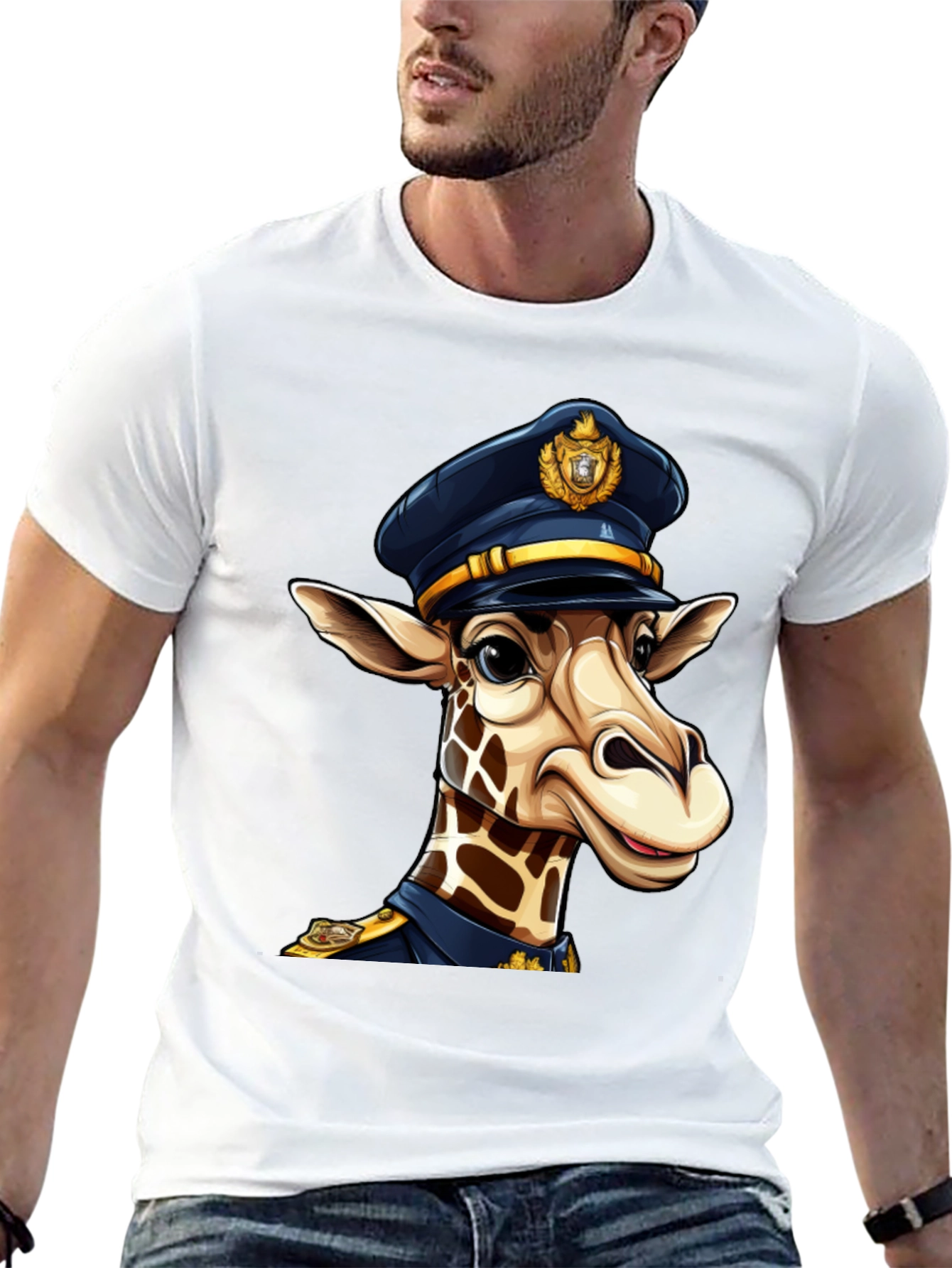 Black Giraffe Police T-Shirt - Unique Graphic Tee view 13