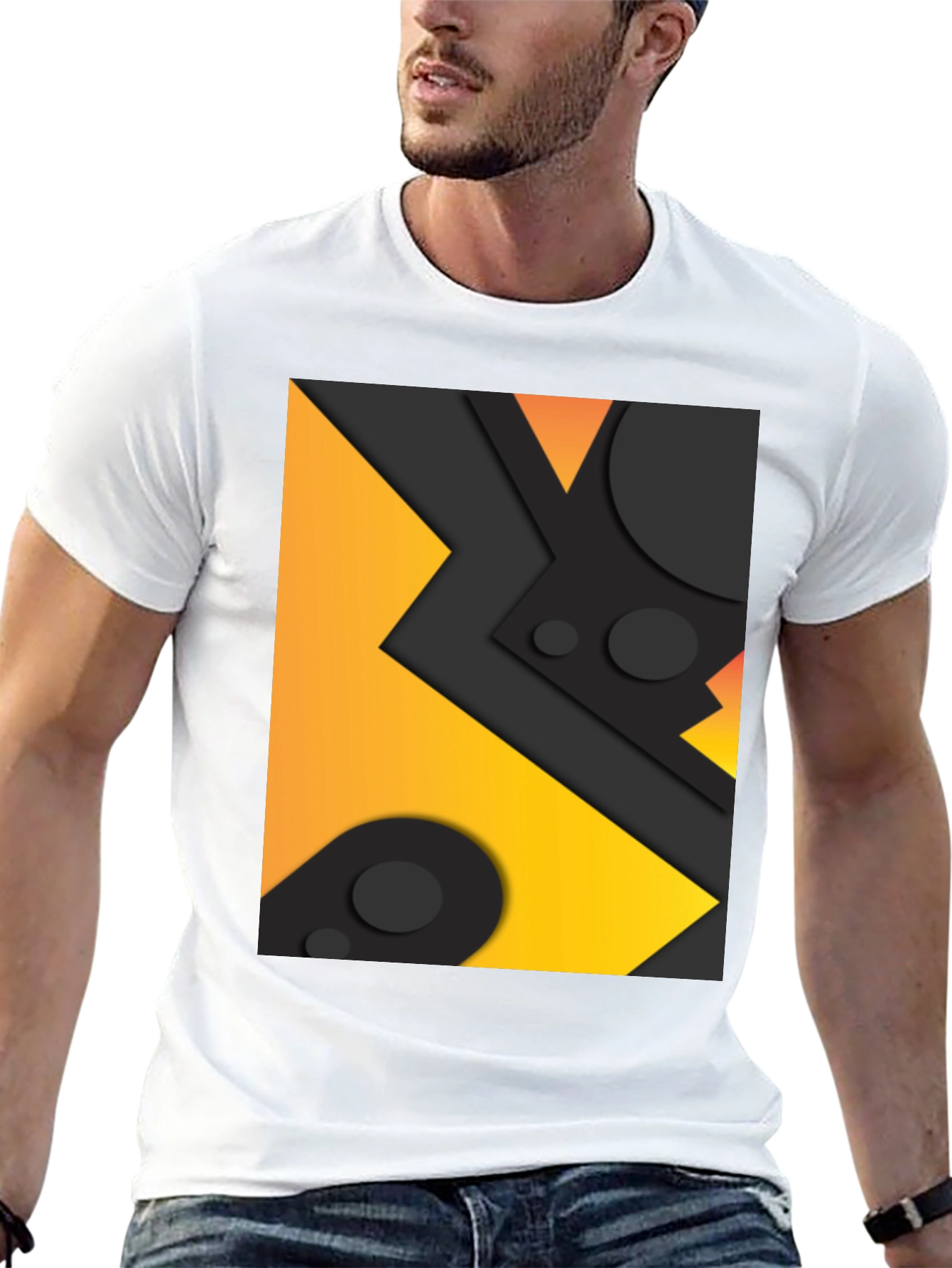 Black Geometric Abstract Graphic Tee - Black view 13