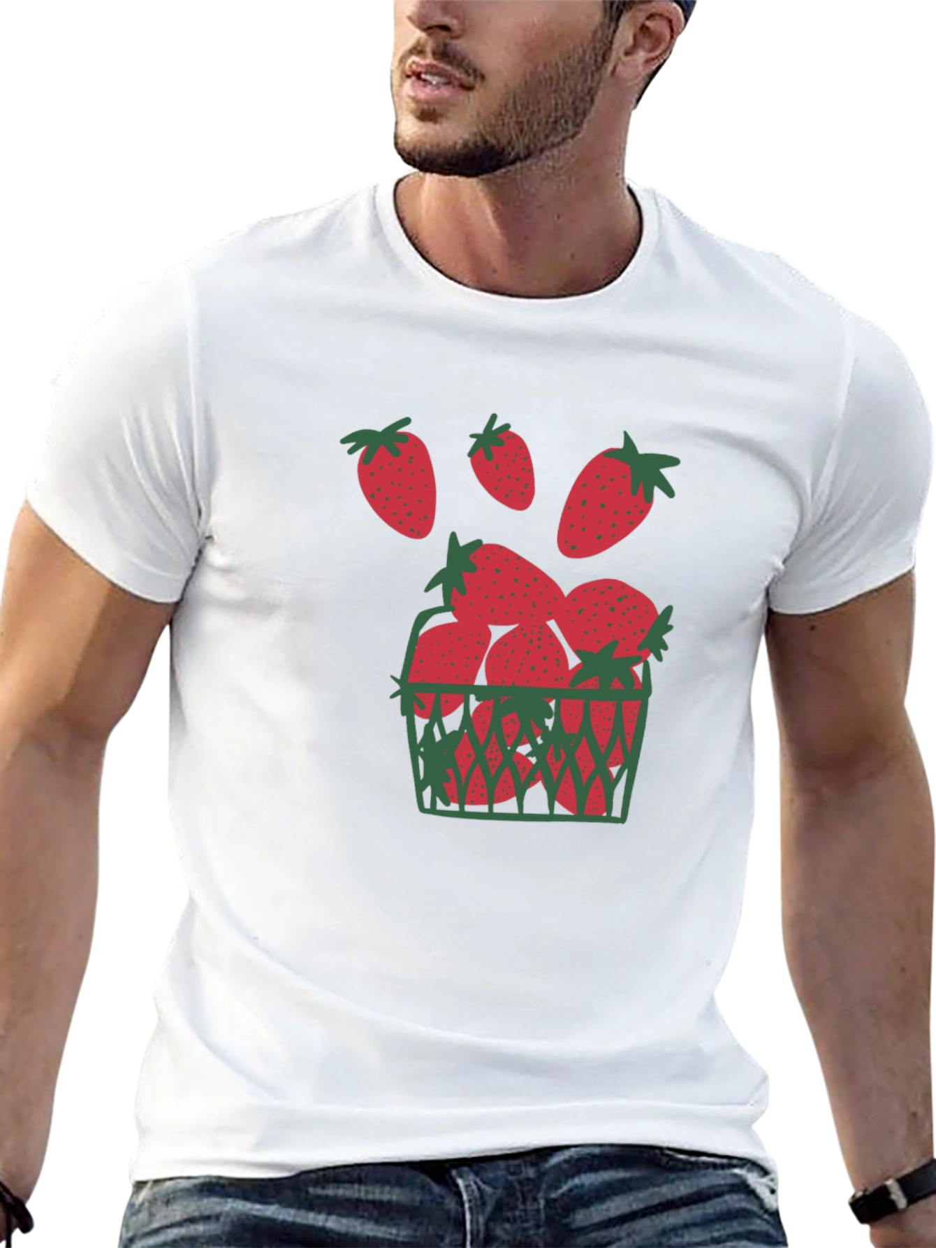 Strawberry Basket Graphic Tee - Unique Fruit Design T-Shirt - 13