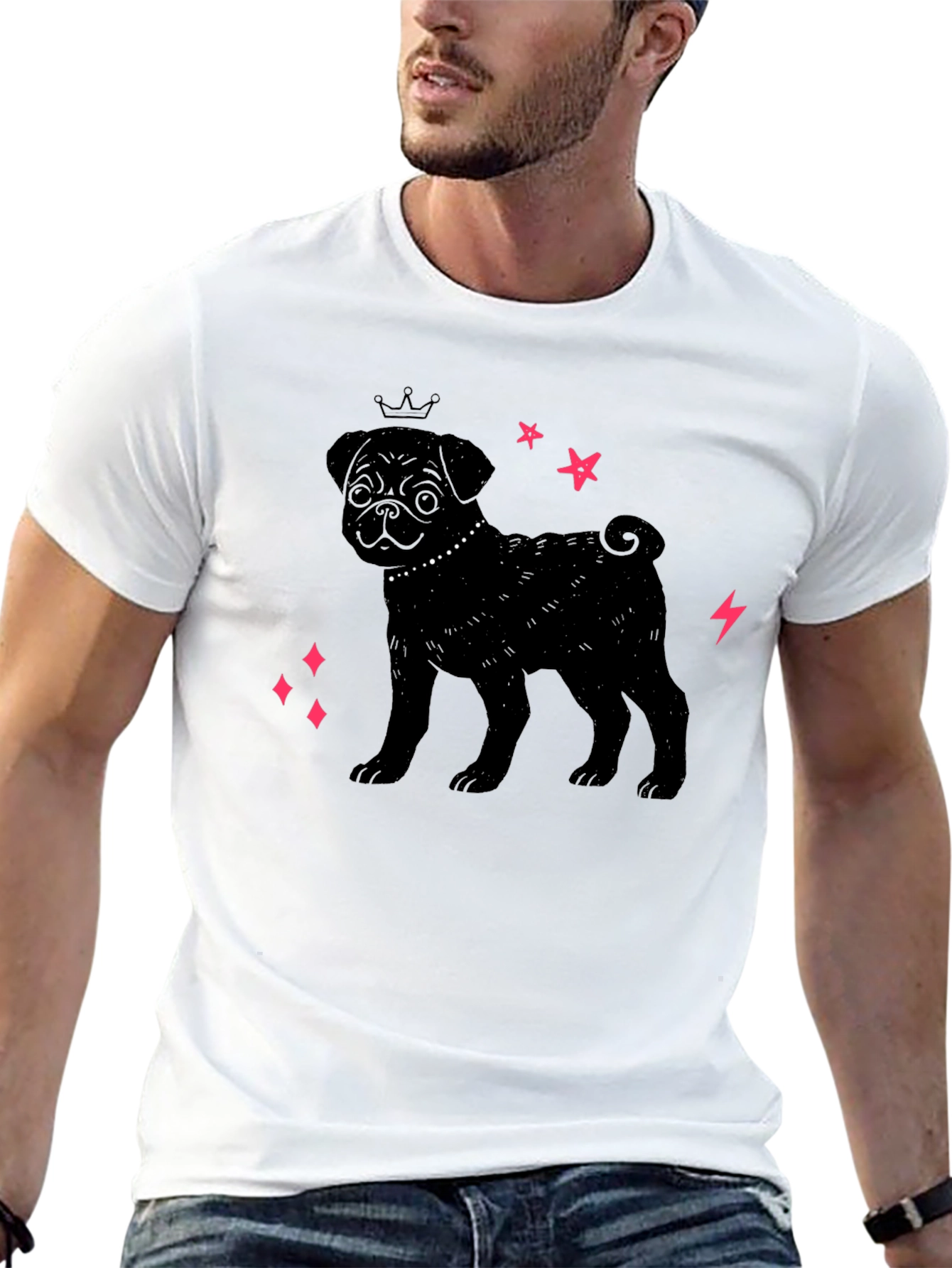 Black Pug Princess T-Shirt - Stylish Dog Lover Tee view 13