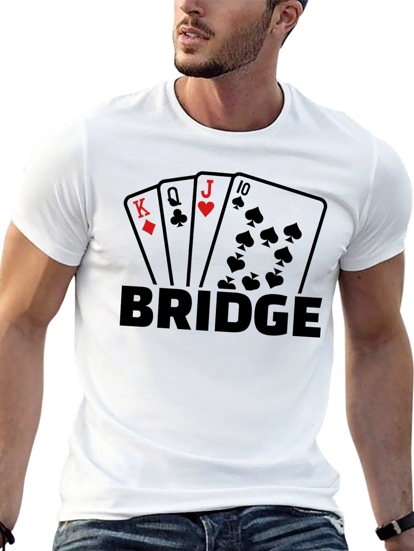 Black Bridge Card Game T-Shirt - King, Queen, Jack & 10 view 13