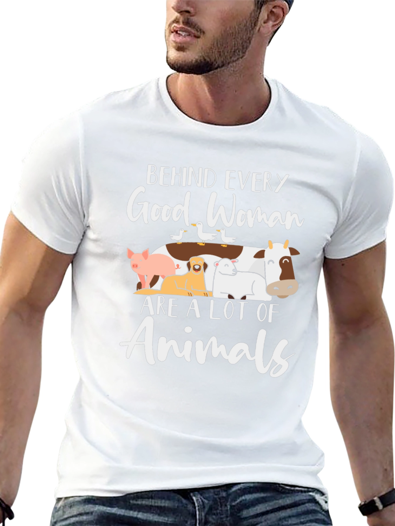 Black Behind Every Good Woman Animals T-Shirt view 13