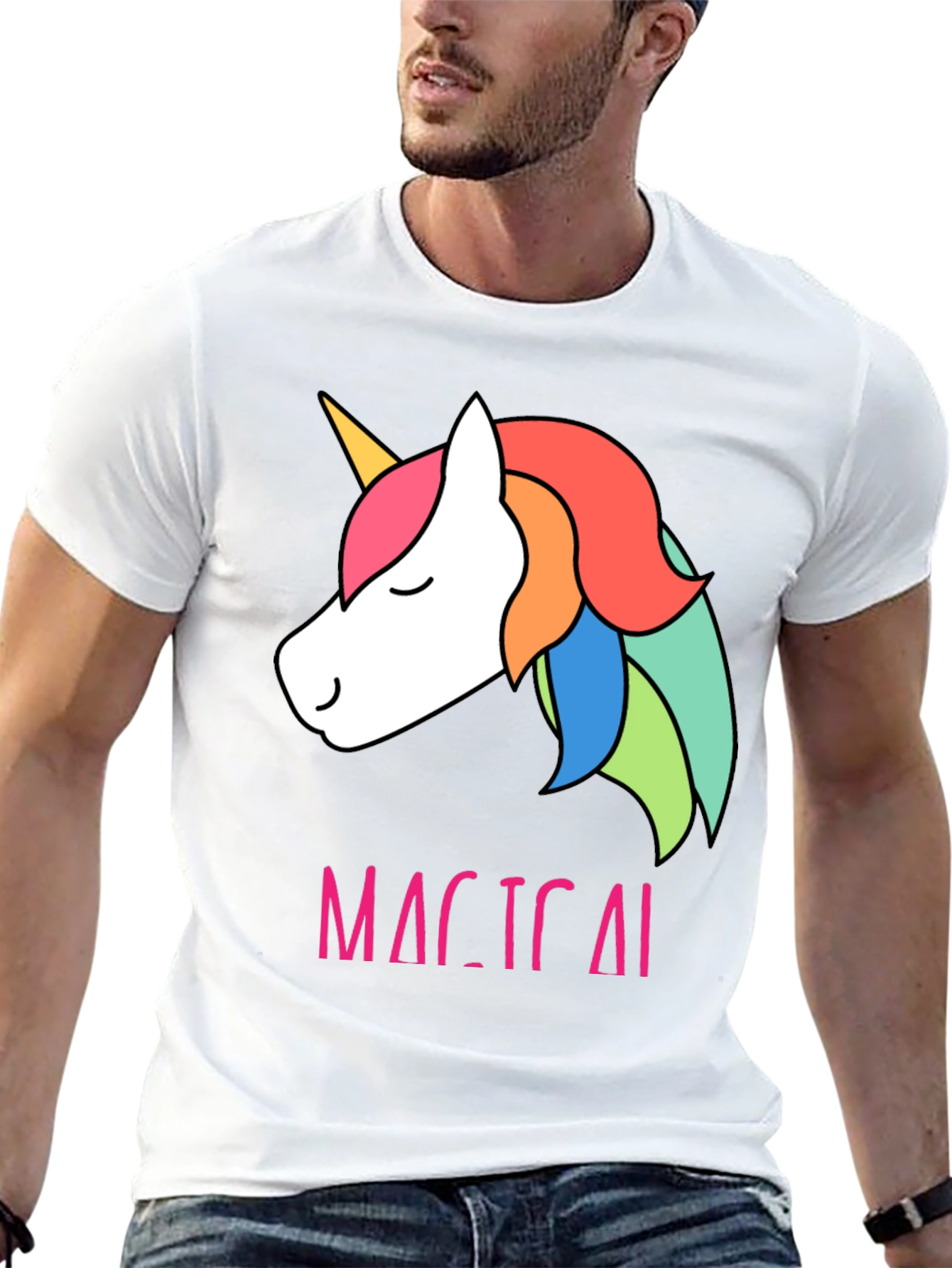 Black Magical Unicorn T-Shirt - Cute Rainbow Design view 13