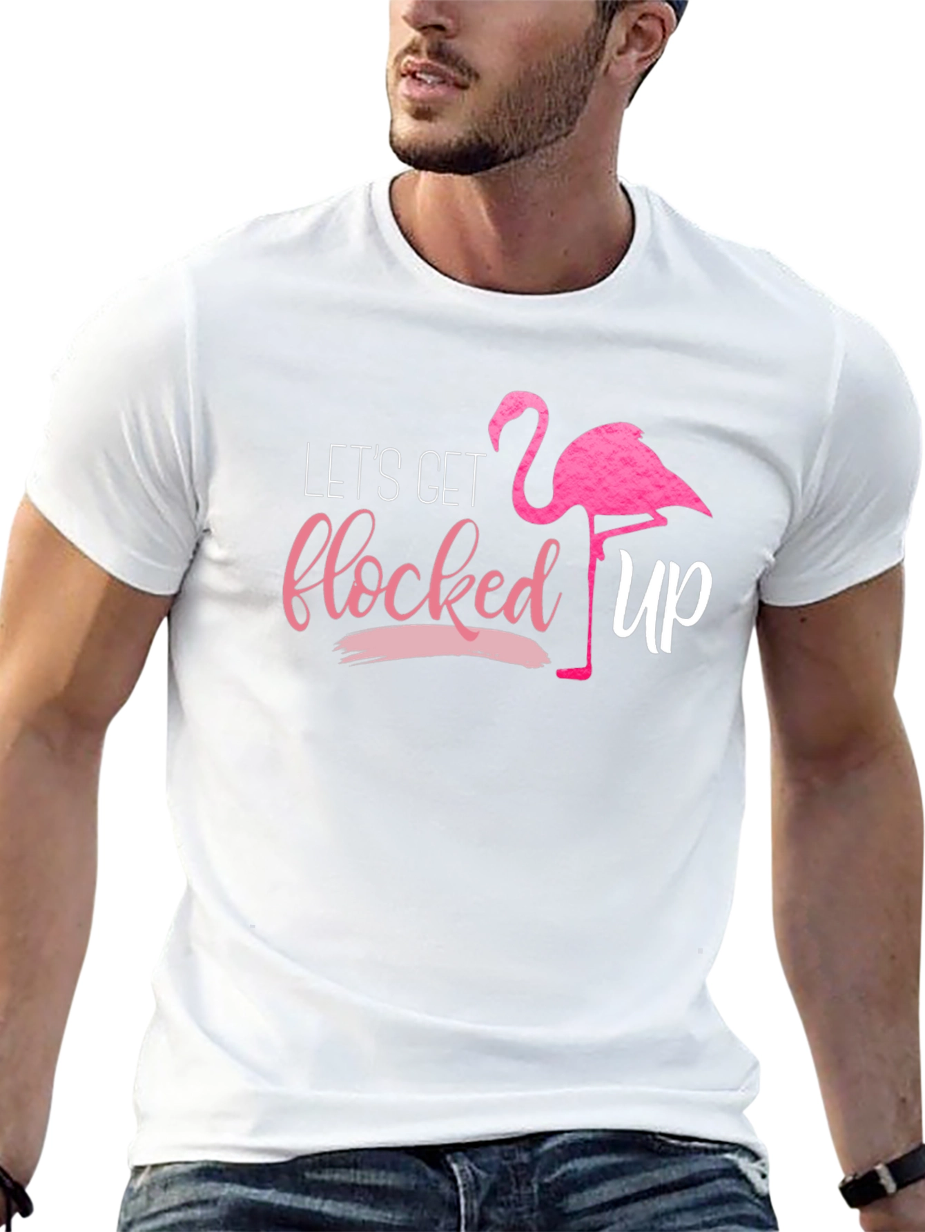 Black Let's Get Flocked Up Flamingo T-Shirt view 13