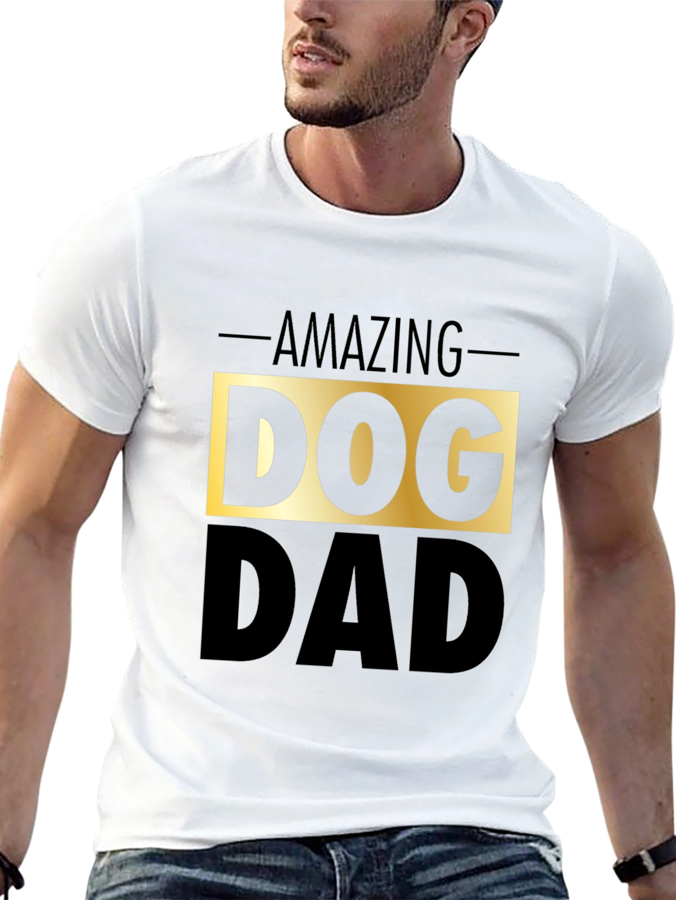 Black Amazing Dog Dad Black Graphic Tee view 13