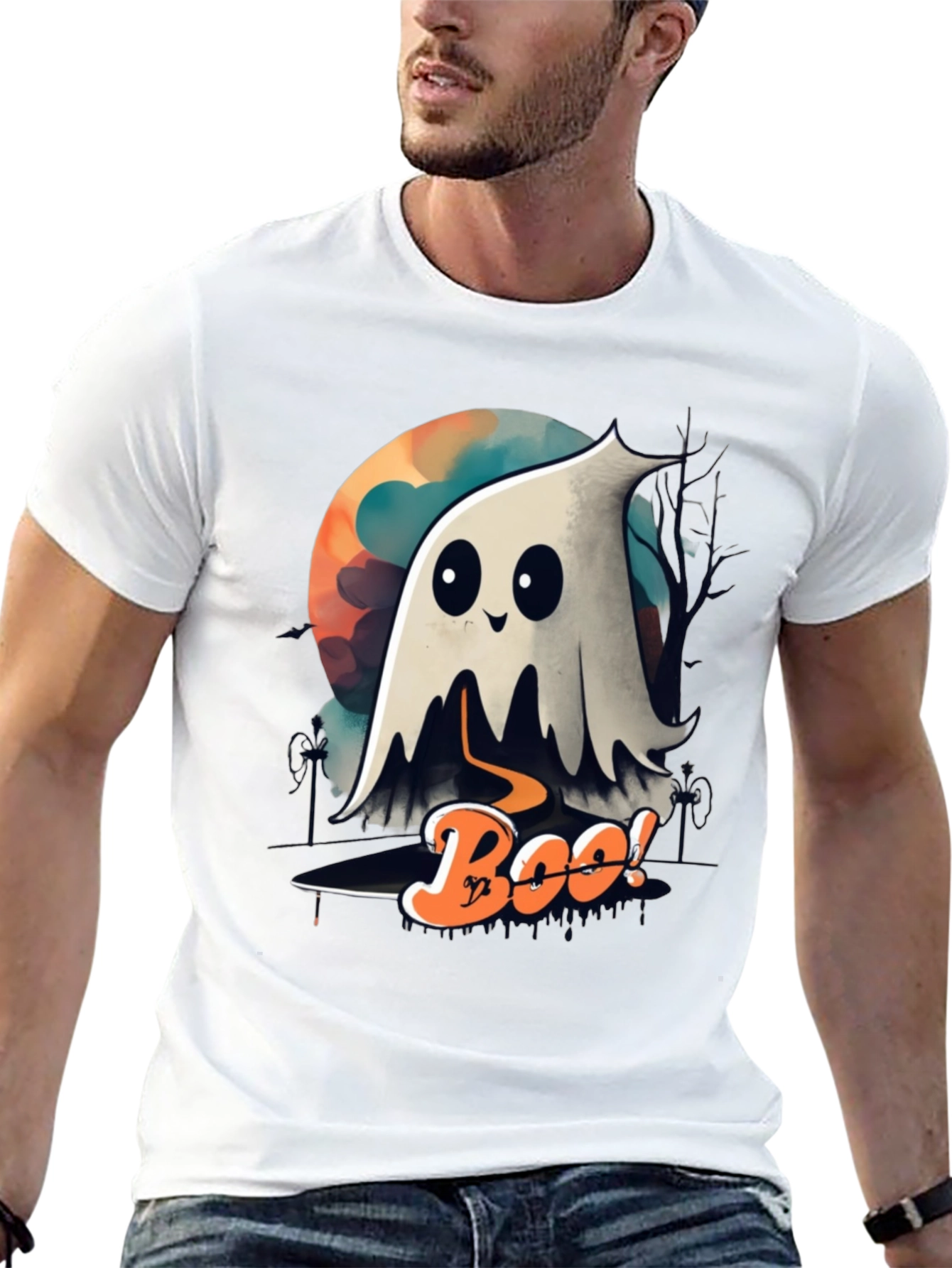 Black Spooky Boo Ghost Halloween T-Shirt view 13