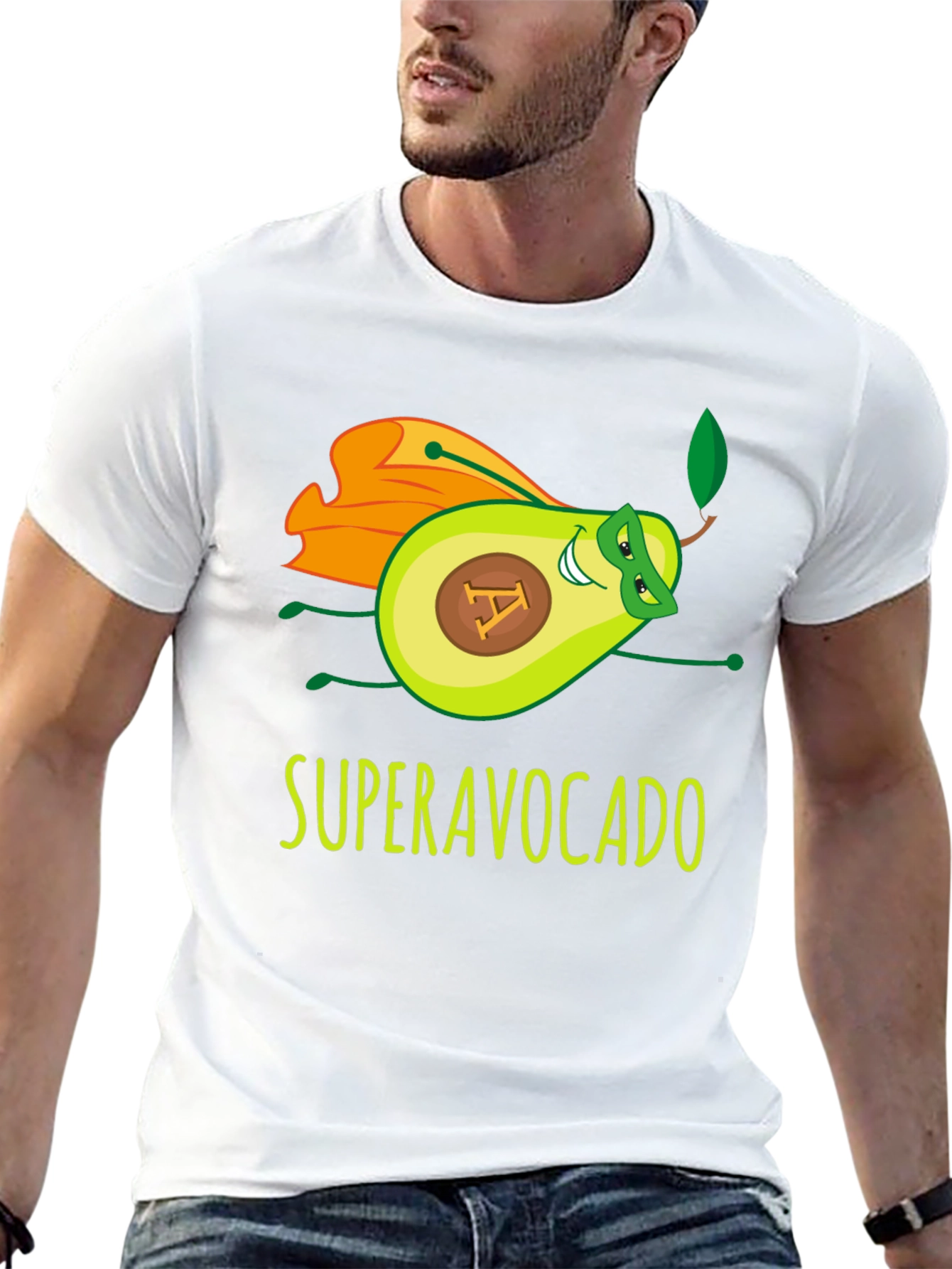 Black Super Avocado Funny Graphic Tee view 13