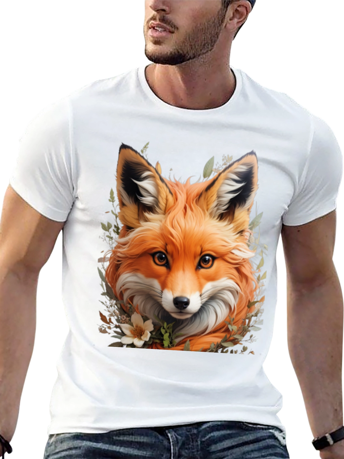 Black Fox Graphic Tee - Stylish Animal Print Shirt view 13