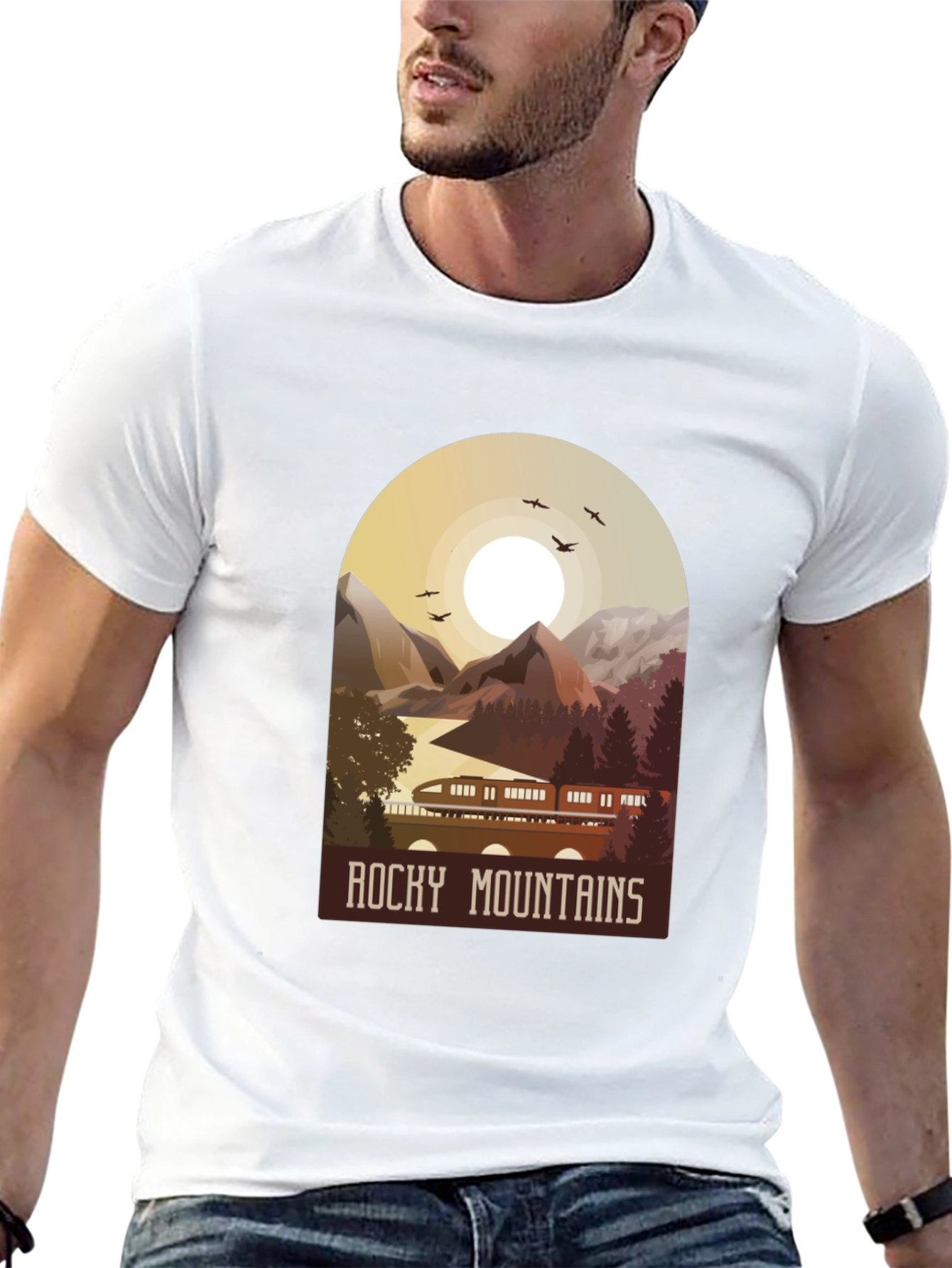 Black Rocky Mountains Graphic T-Shirt - Nature Adventure Tee view 13