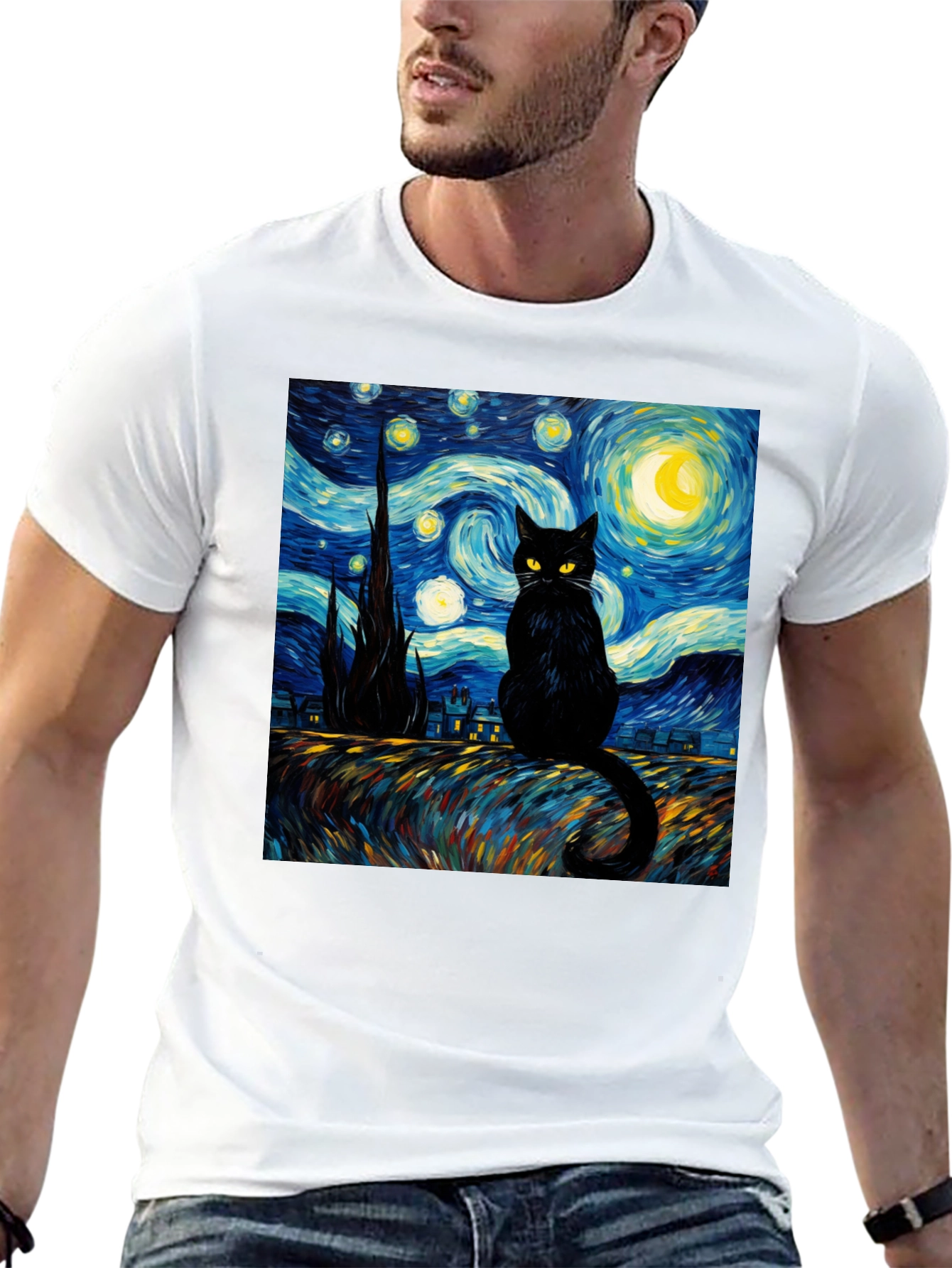 Starry Night Cat T-Shirt - 13