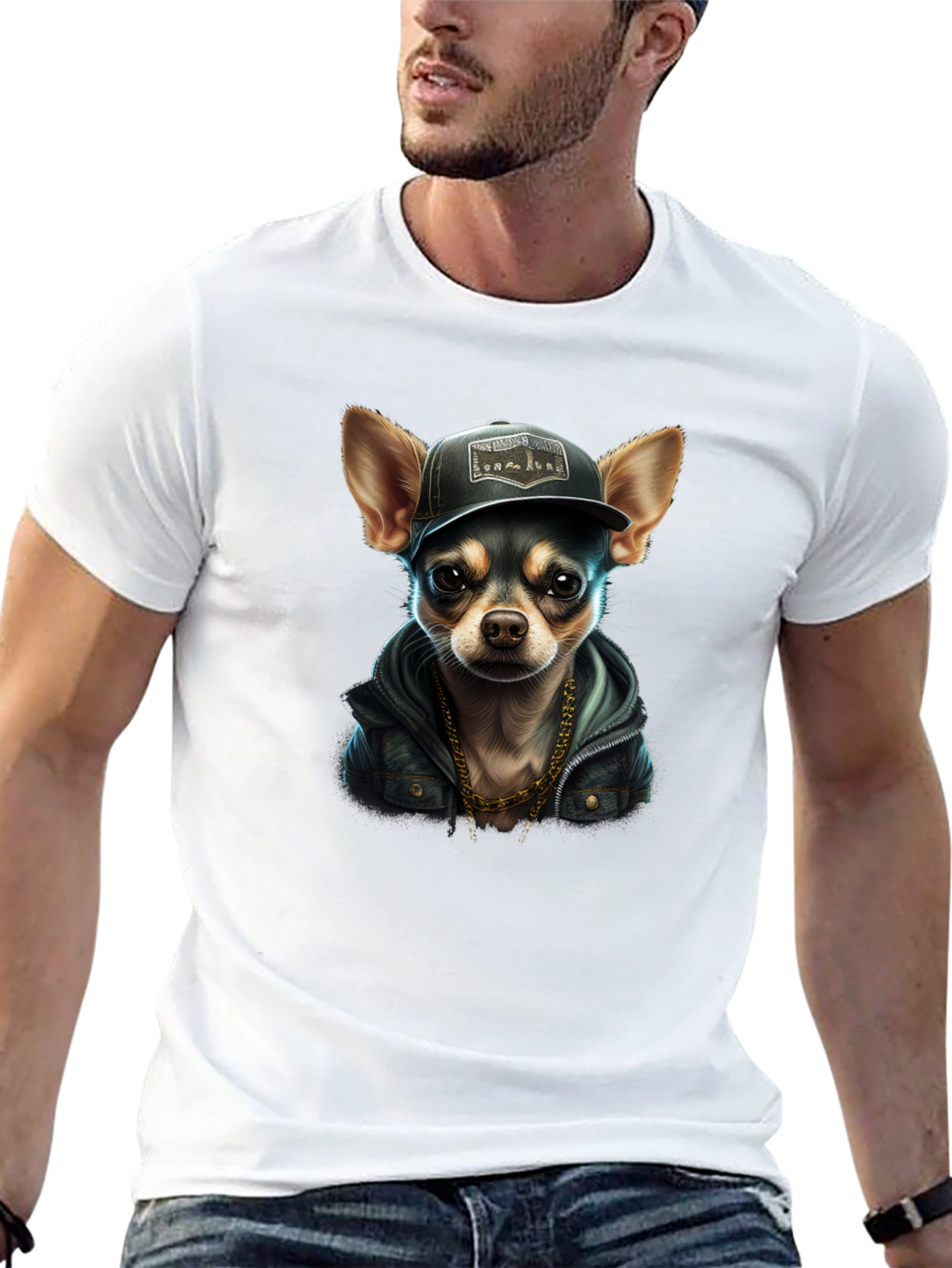 Black Cool Chihuahua Graphic T-Shirt view 13