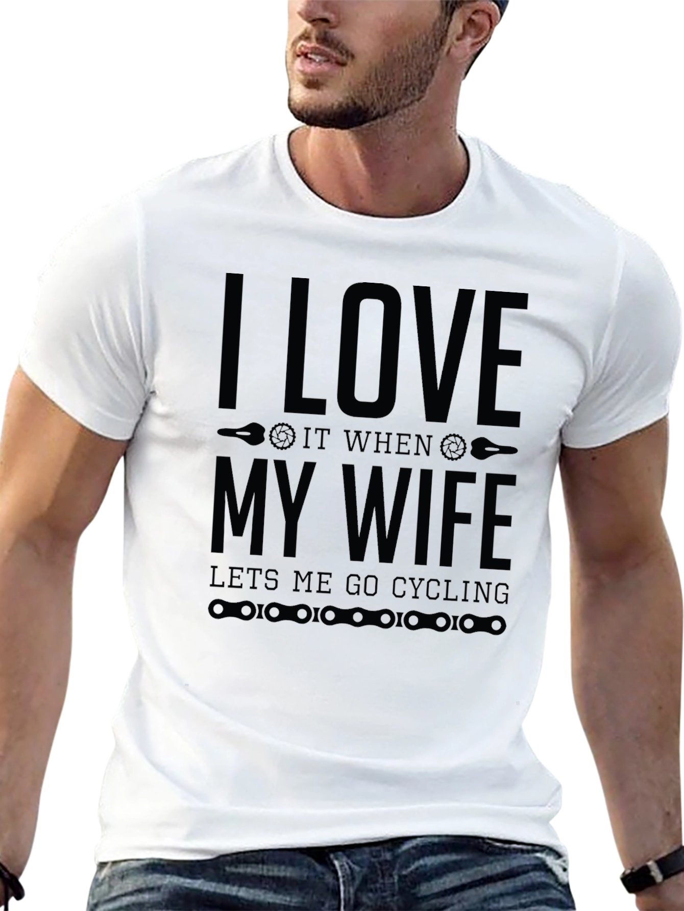 Black I Love My Wife Cycling T-Shirt view 13