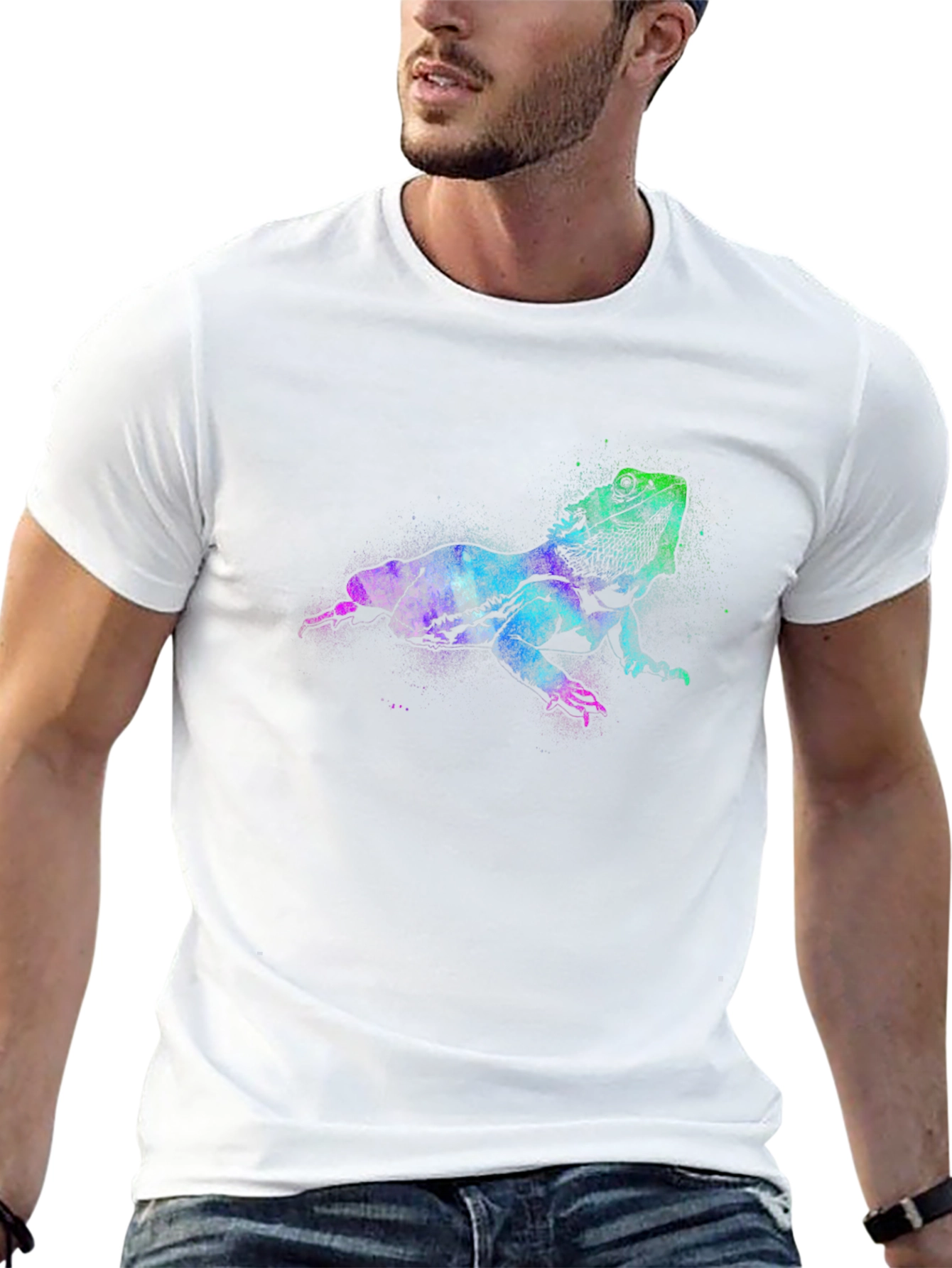 Black Bearded Dragon T-Shirt, Vibrant Lizard Tee view 13