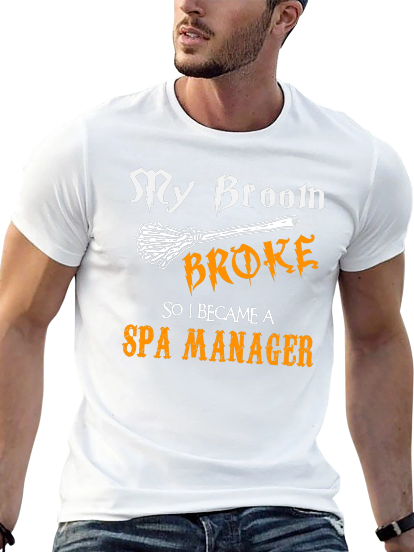 Black My Broom Broke Spa Manager T-Shirt Funny Halloween view 13