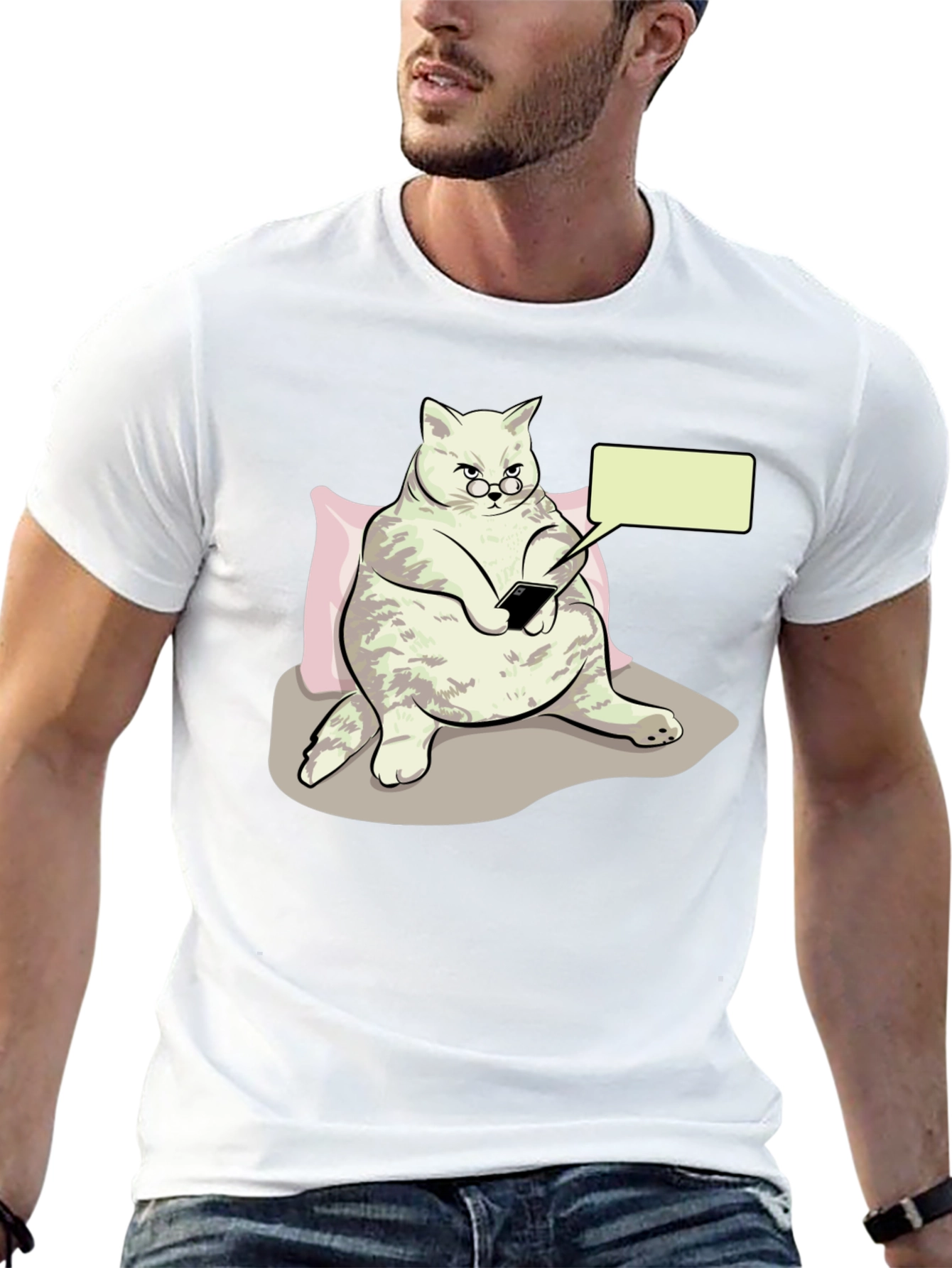 Black Funny Cat T-Shirt - Tech Savvy Feline view 13