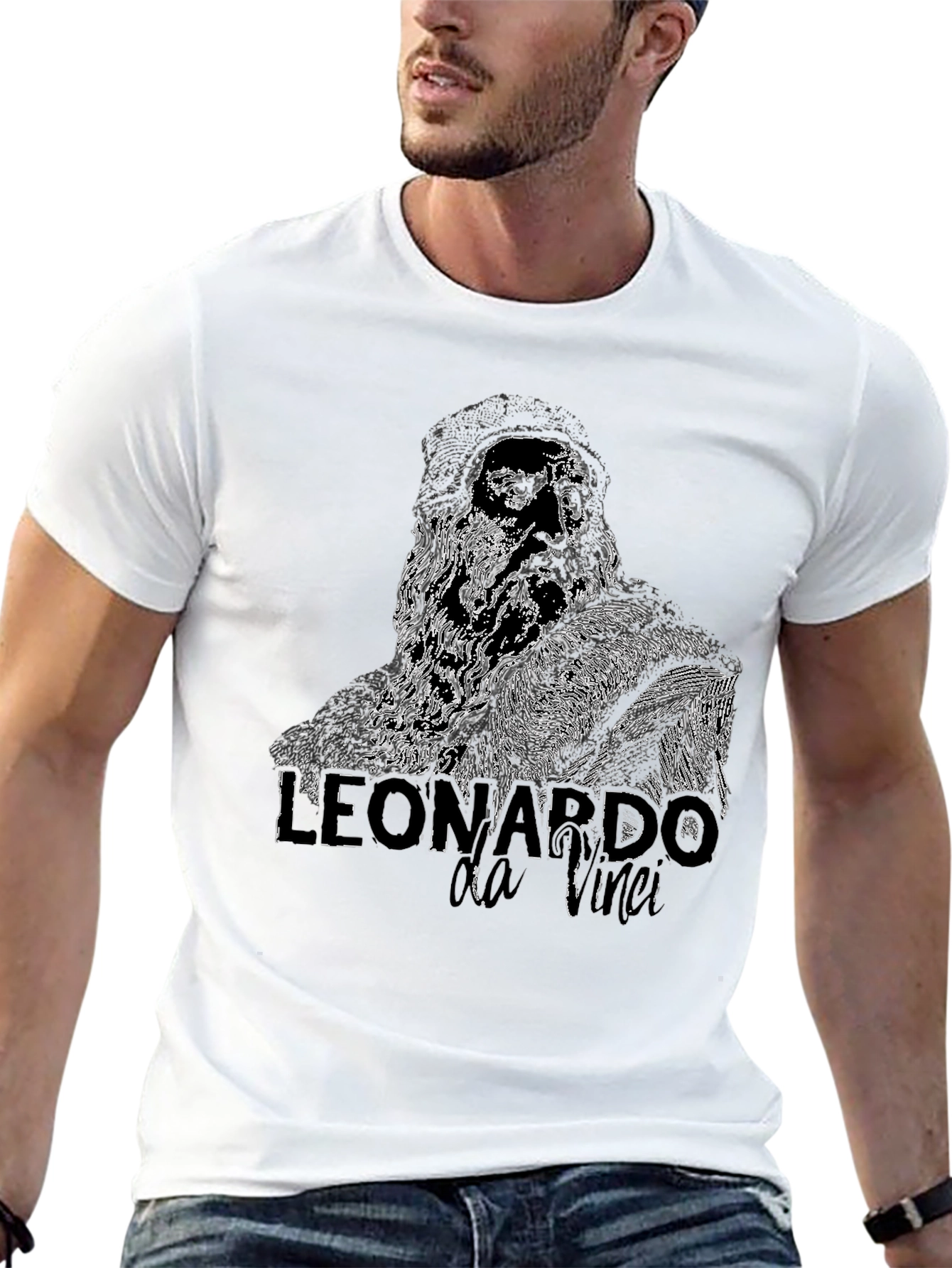 Black Leonardo da Vinci Graphic T-Shirt view 13