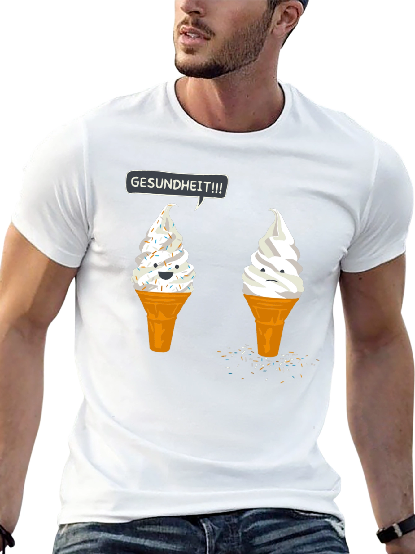Black Gesundheit Ice Cream Humor Tee view 13