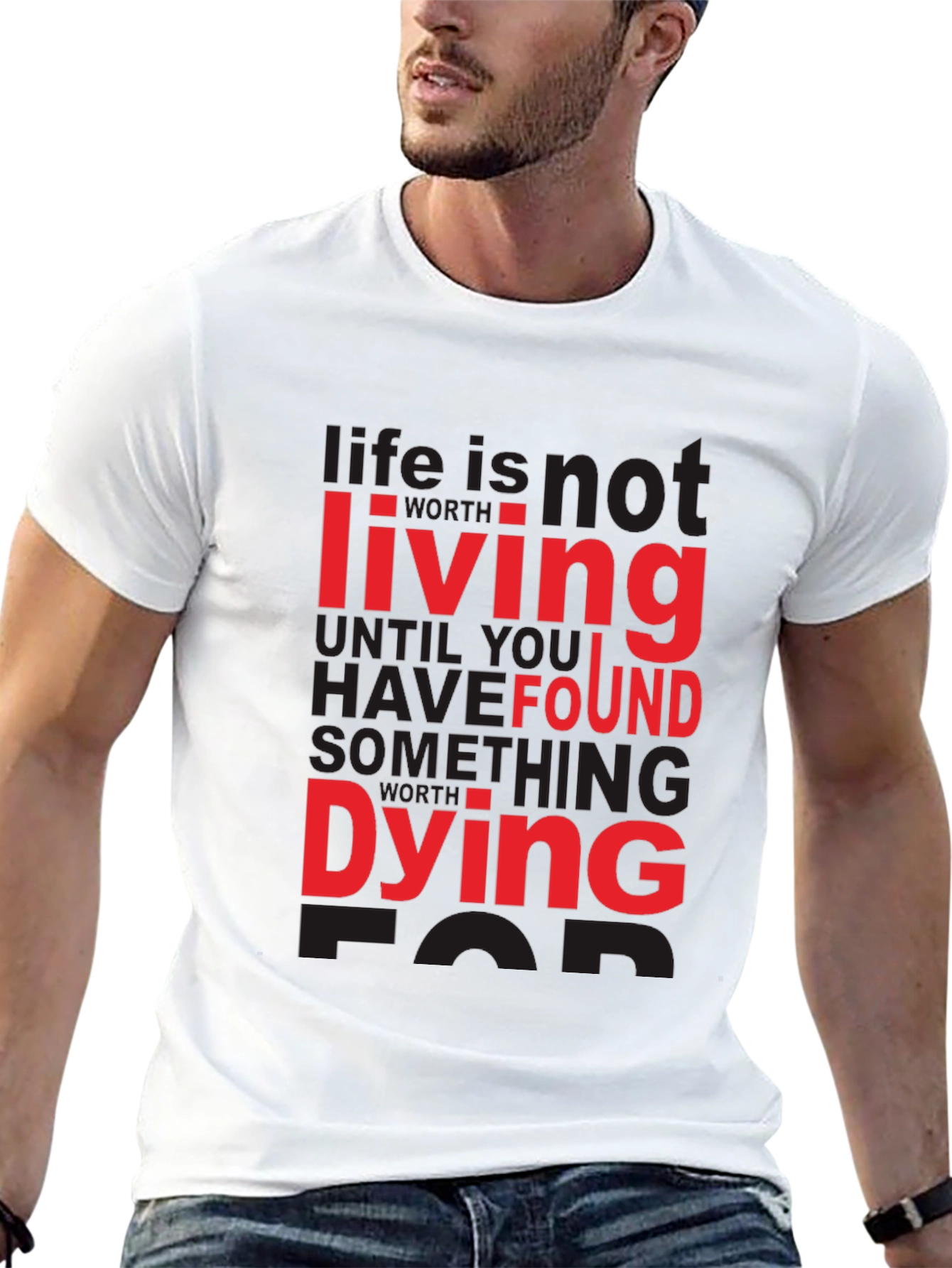 Black Life Quote T-Shirt - Living Dying Found Black Tee view 13