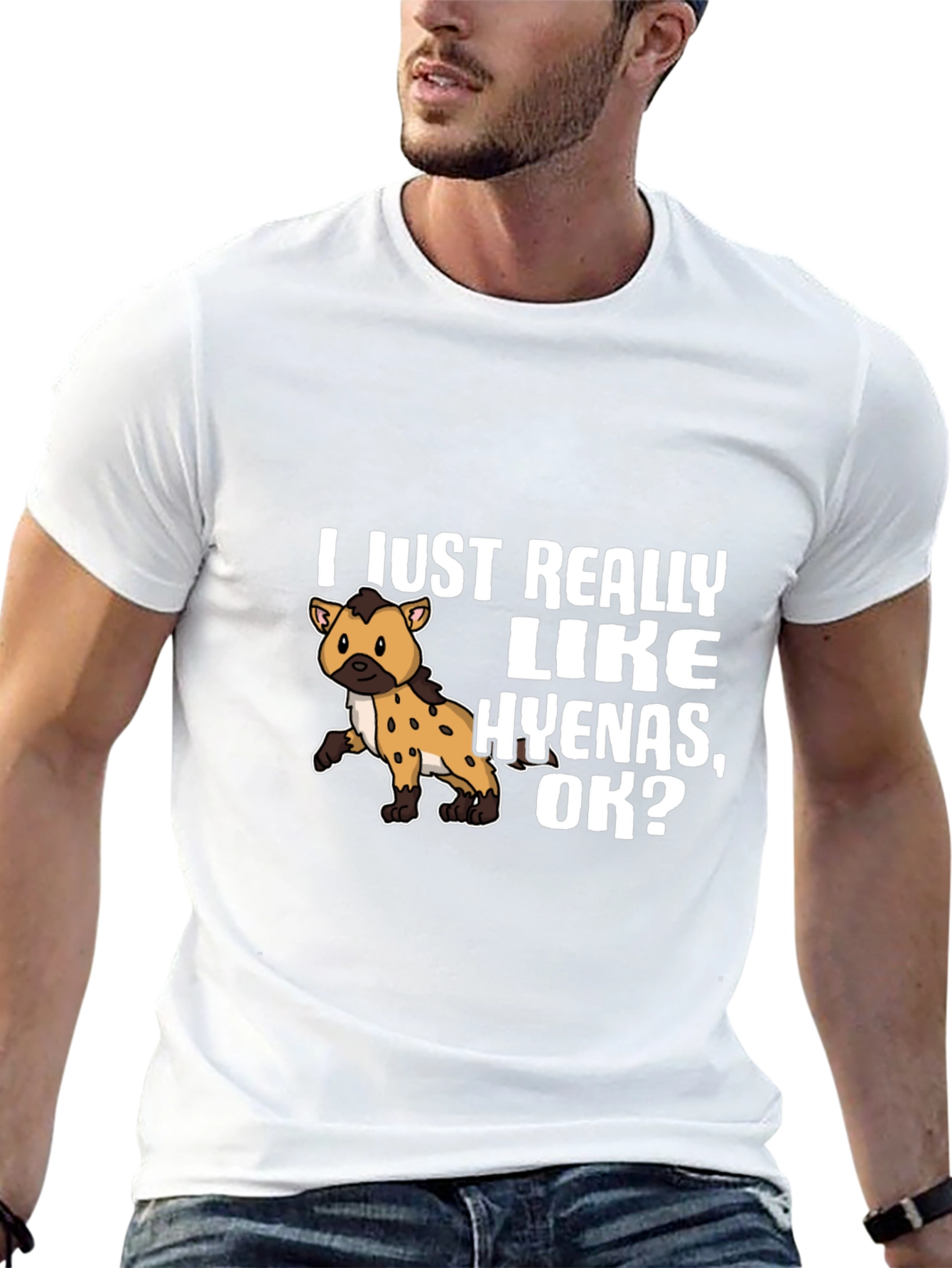 Black Hyena Lover Graphic Tee - I Just Really Like Hyenas T-Shirt view 13