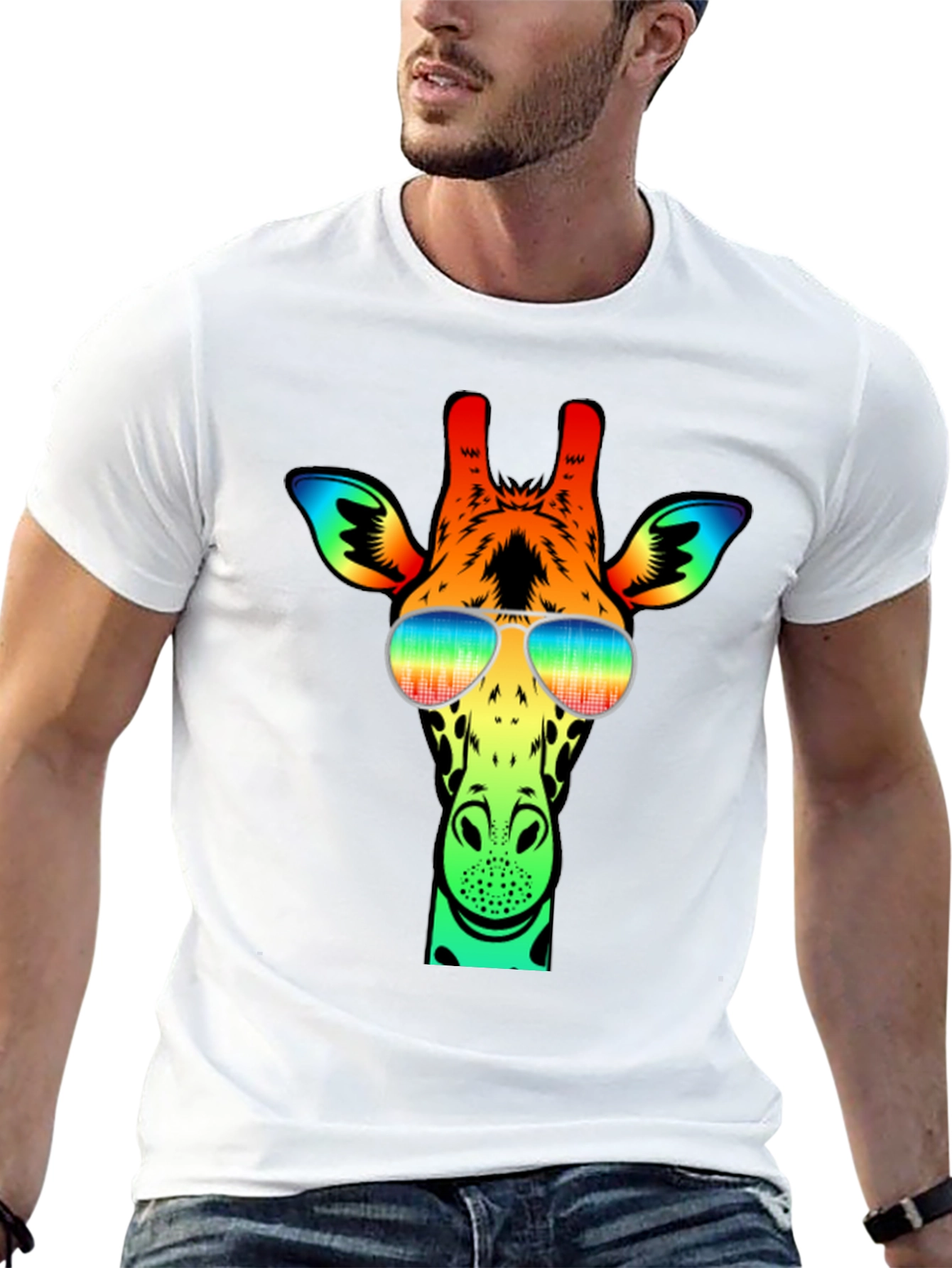 Black Cool Giraffe Graphic Tee view 13