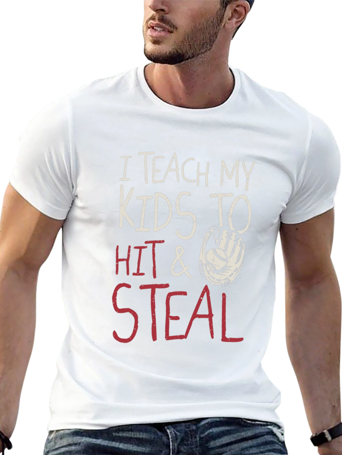 Black I Teach My Kids to Hit & Steal Baseball Graphic Tee view 13
