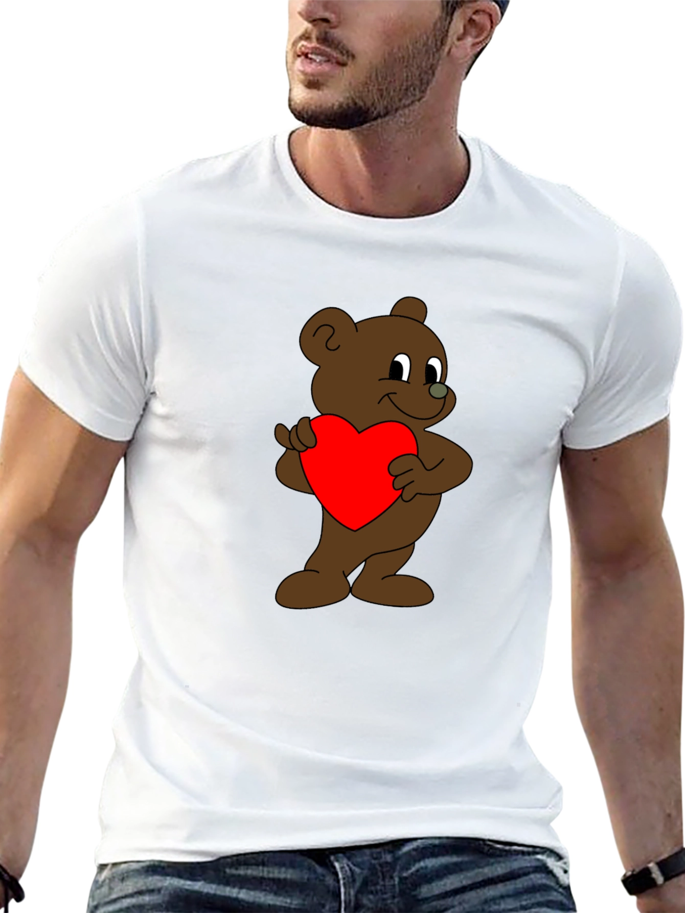 Black Bear Hug Heart T-Shirt - Soft Cotton view 13