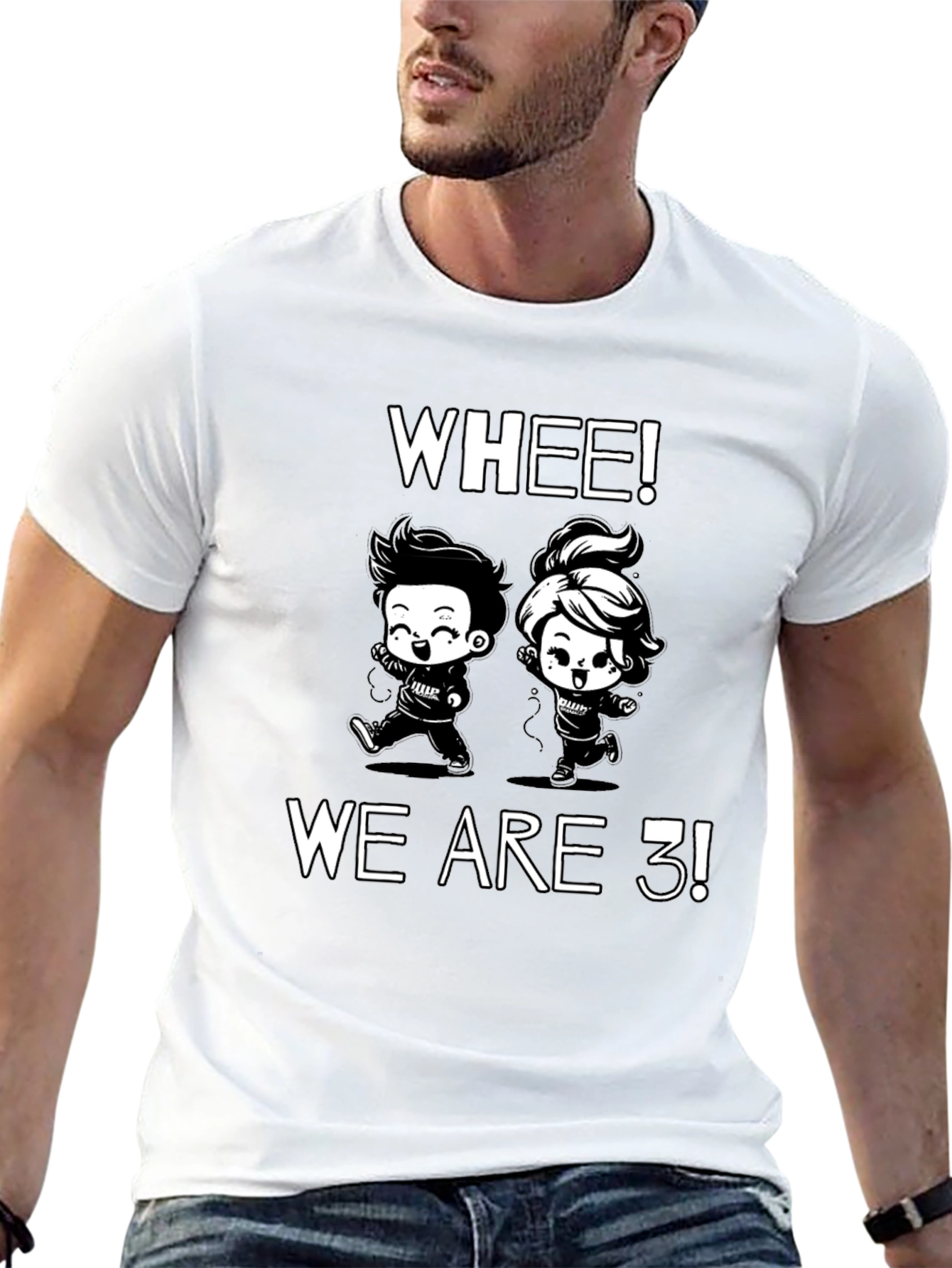 Black Whee! We Are 3! Cartoon T-Shirt view 13