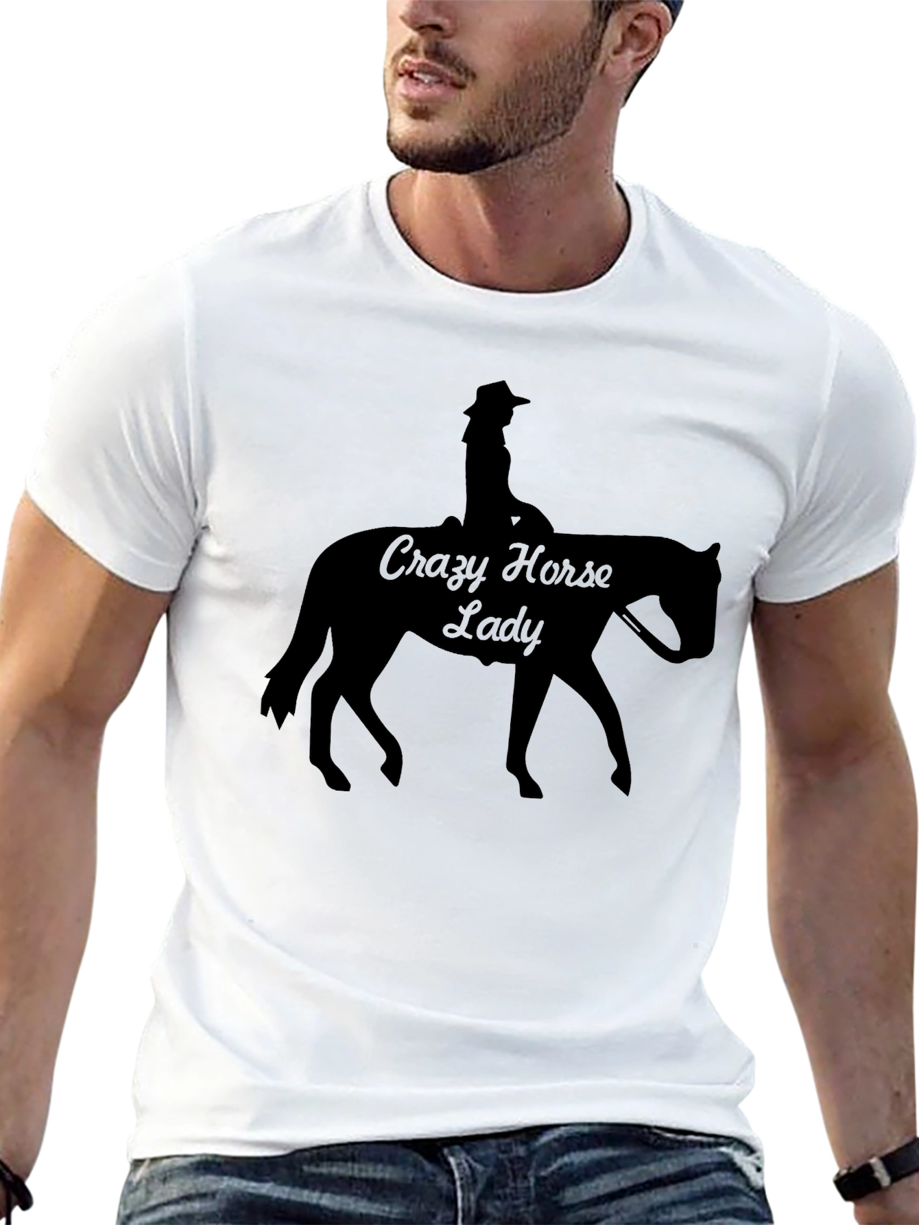 Black Crazy Horse Lady Black T-Shirt view 13