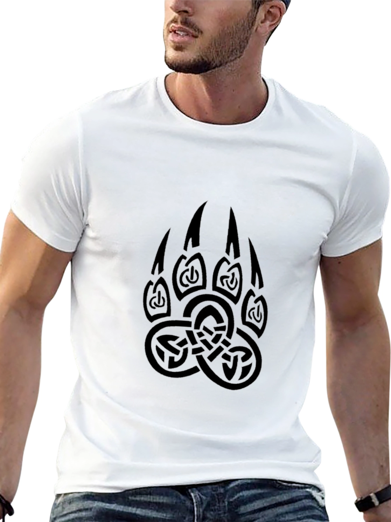 Black Black Bear Claw Celtic Knot T-Shirt view 13