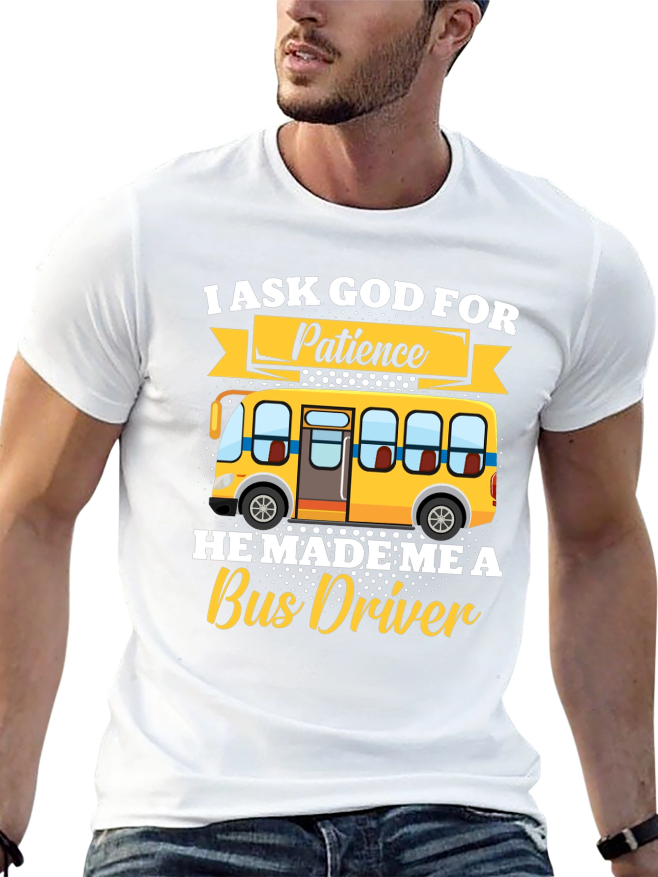 Black I Ask God for Patience Bus Driver T-Shirt view 13
