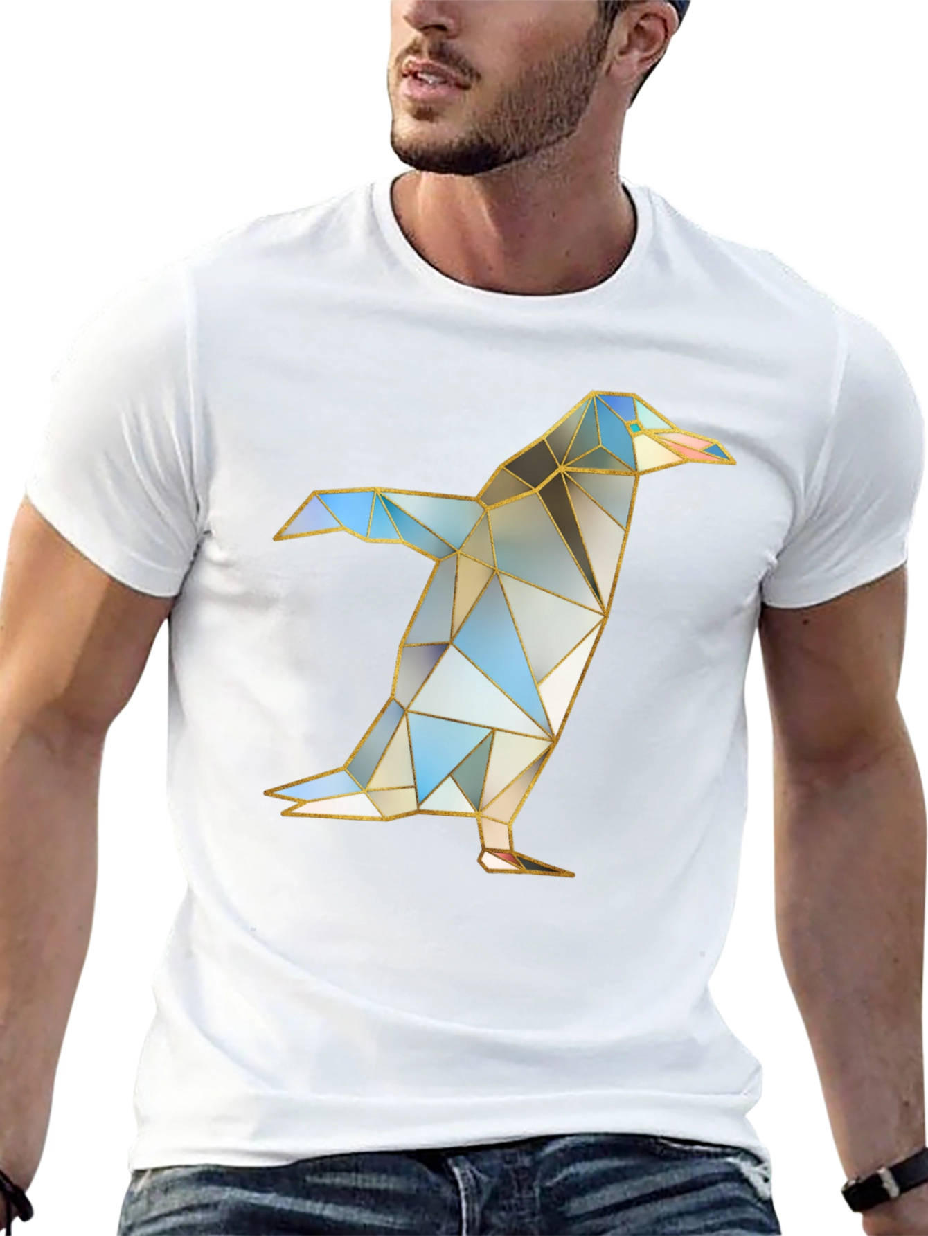 Black Geometric Penguin Graphic T-Shirt - Modern Art Design view 13