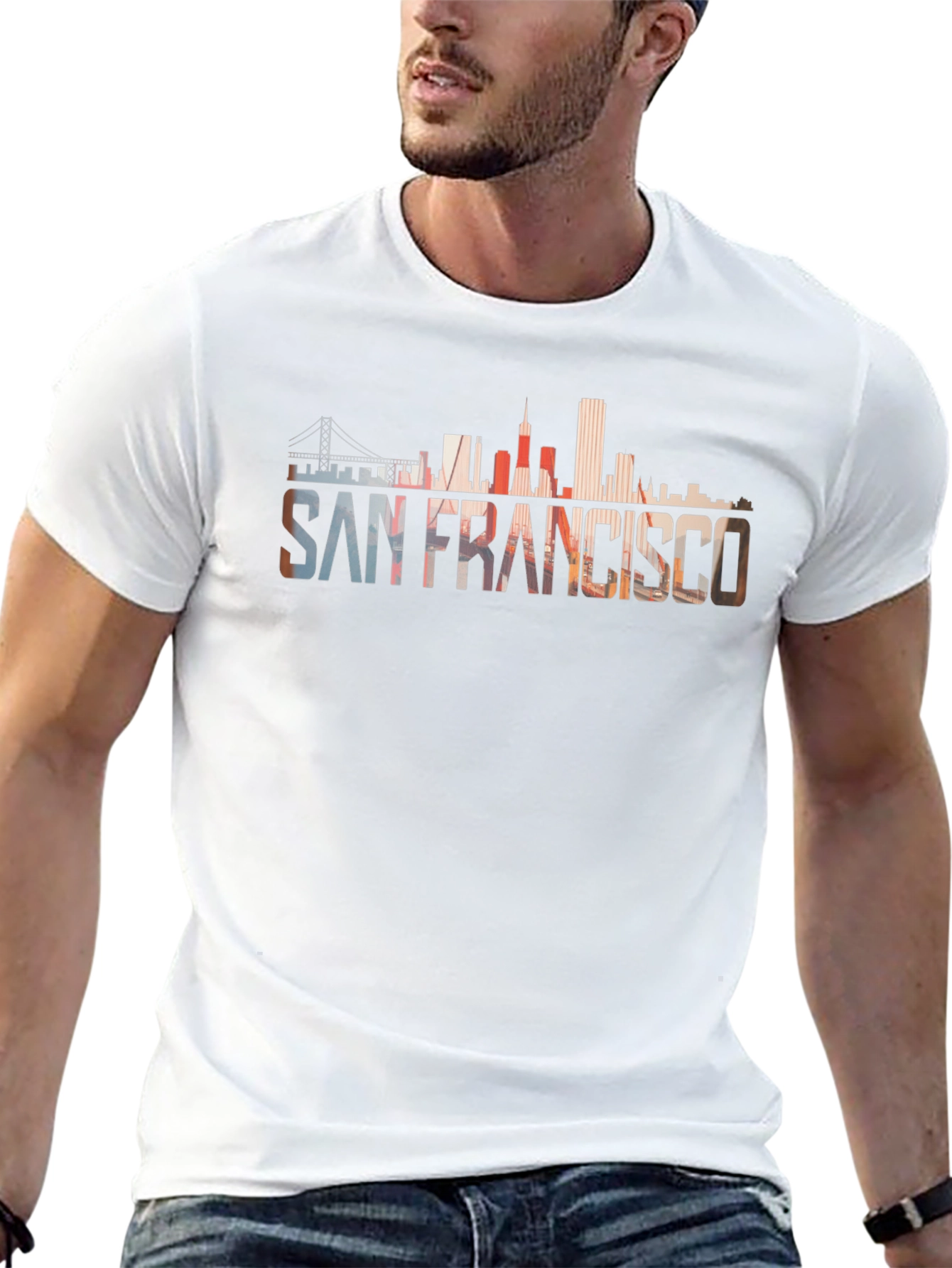 Black San Francisco Skyline Graphic Black T-Shirt view 13