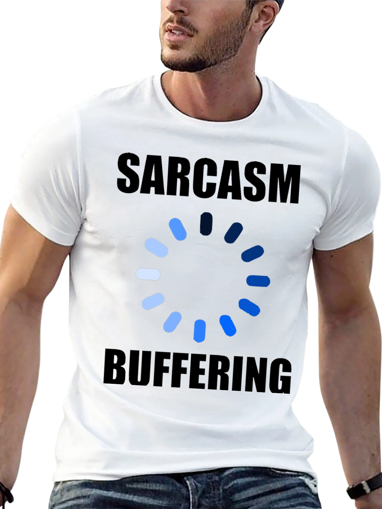 Black Sarcasm Buffering Graphic Tee - Humor T-Shirt view 13