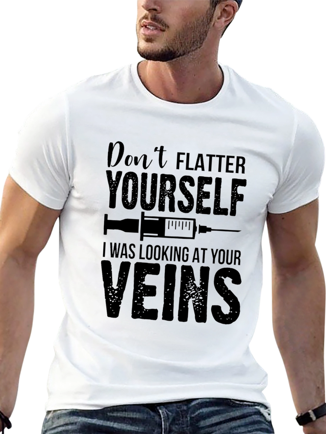 Black Don't Flatter Yourself - Funny Veins T-Shirt view 13