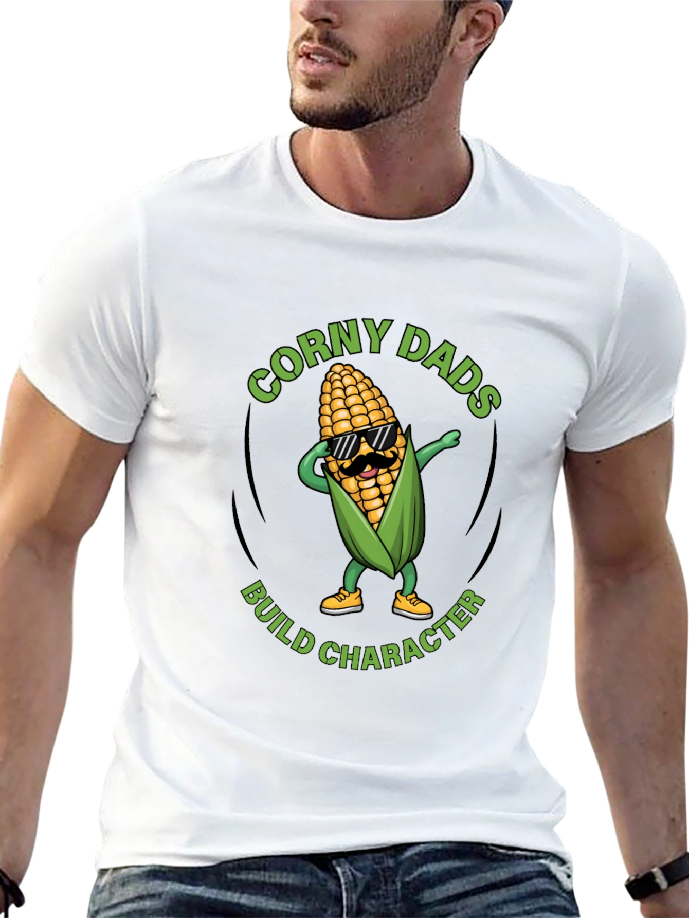 Black Corny Dads Build Character T-Shirt view 13