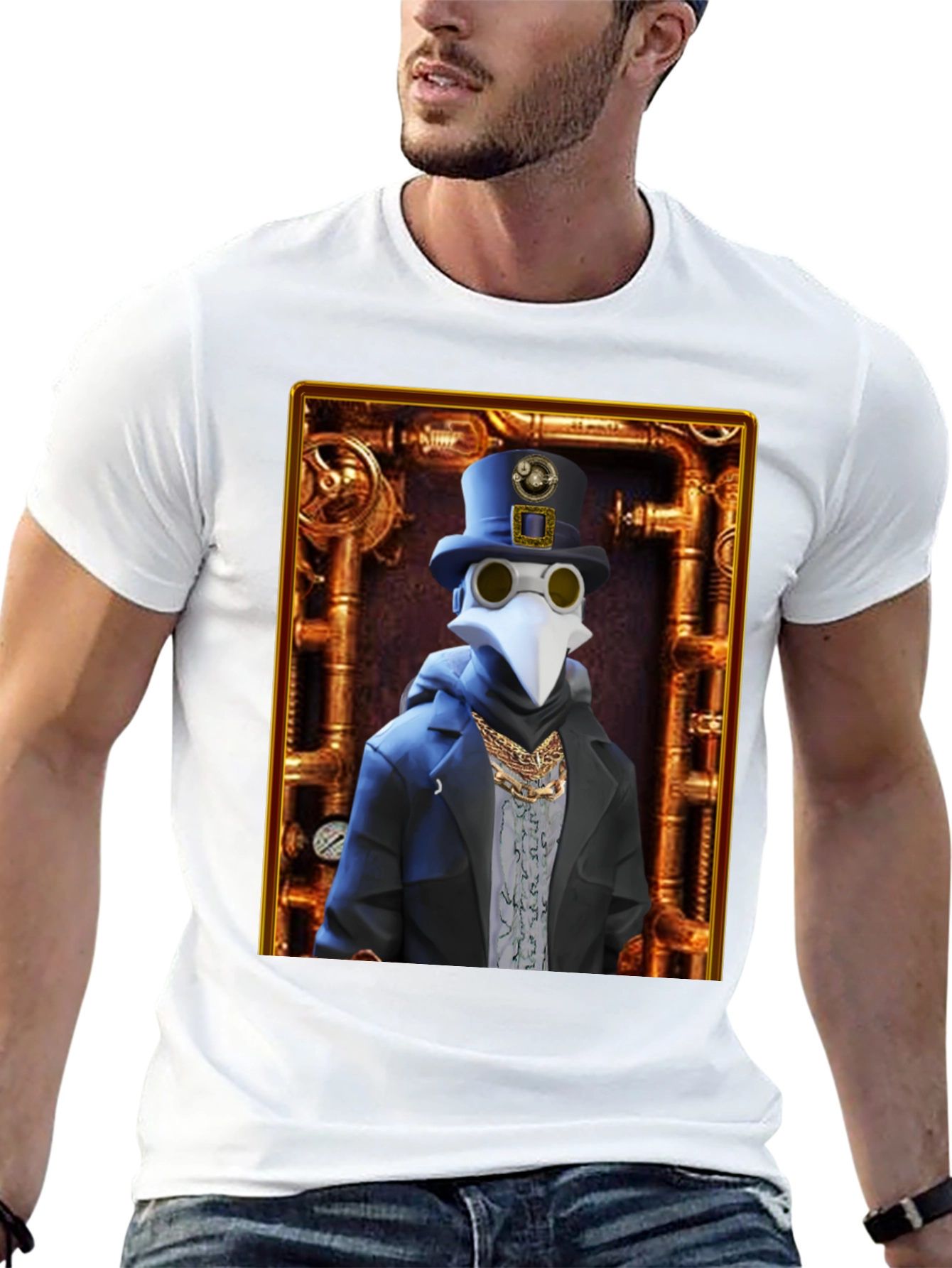 Black Steampunk Plague Doctor Graphic T-Shirt - Unique Design view 13