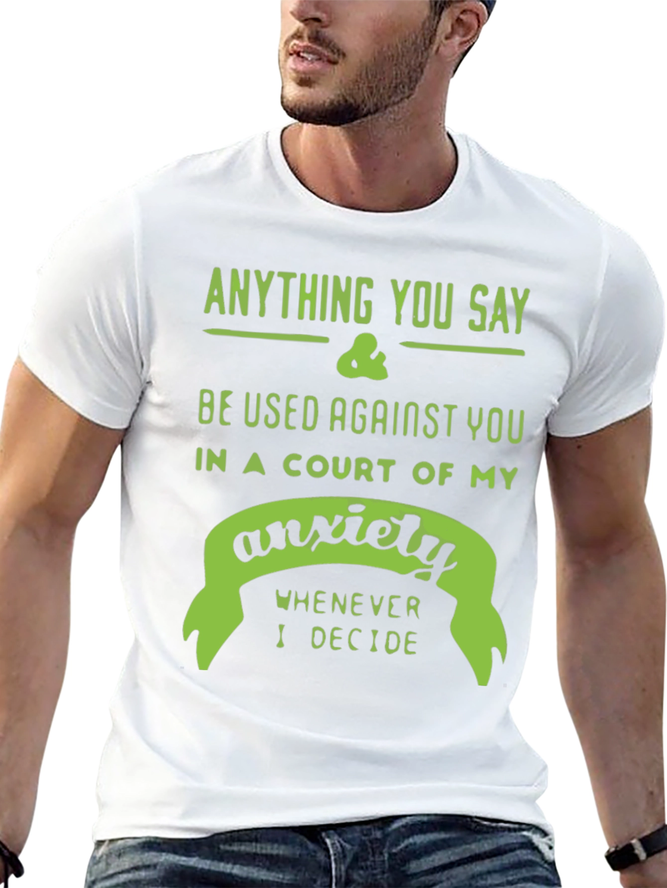Black Anxiety Court T-Shirt - Funny Sarcastic Tee view 13