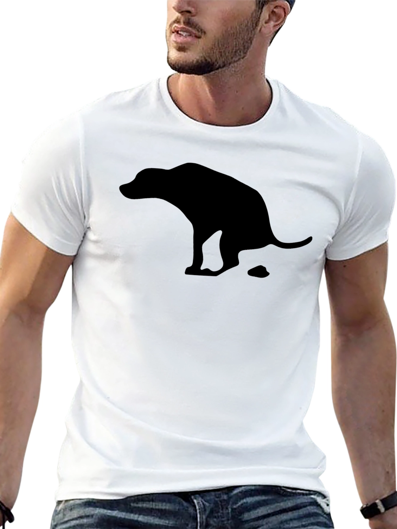 Black Funny Pooping Dog Graphic T-Shirt view 13