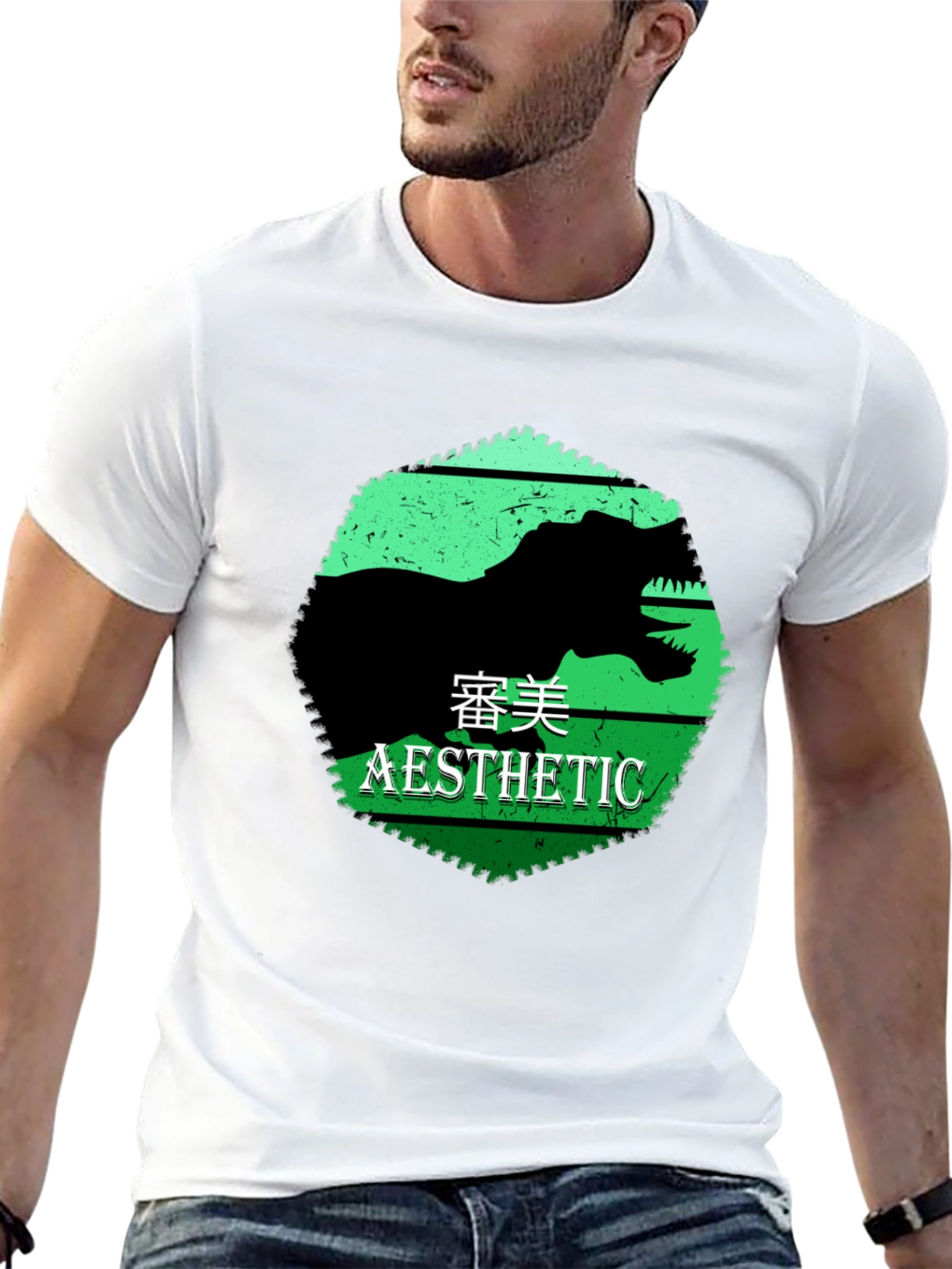 Black Aesthetic Dinosaur Graphic Tee view 13
