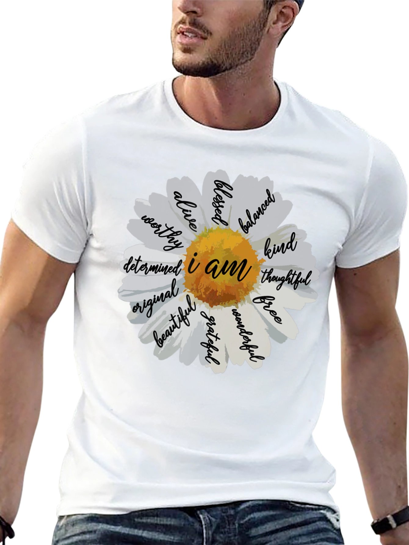 Black I Am Daisy T-Shirt - Inspirational Graphic Tee view 13