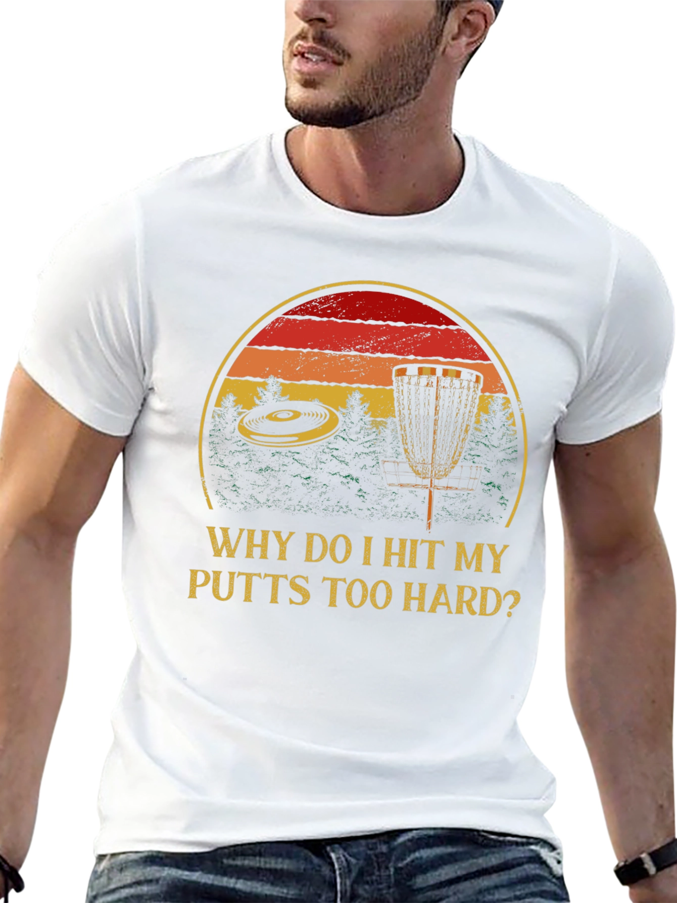 Black Why Do I Hit My Putts Too Hard? Disc Golf T-Shirt view 13