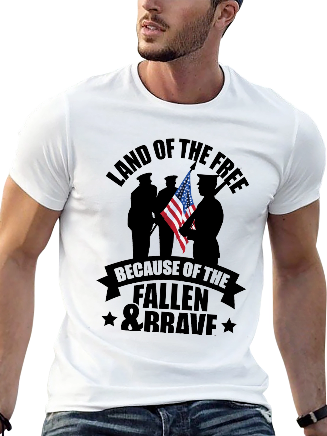 Black Land of the Free Fallen & Brave Graphic Tee view 13