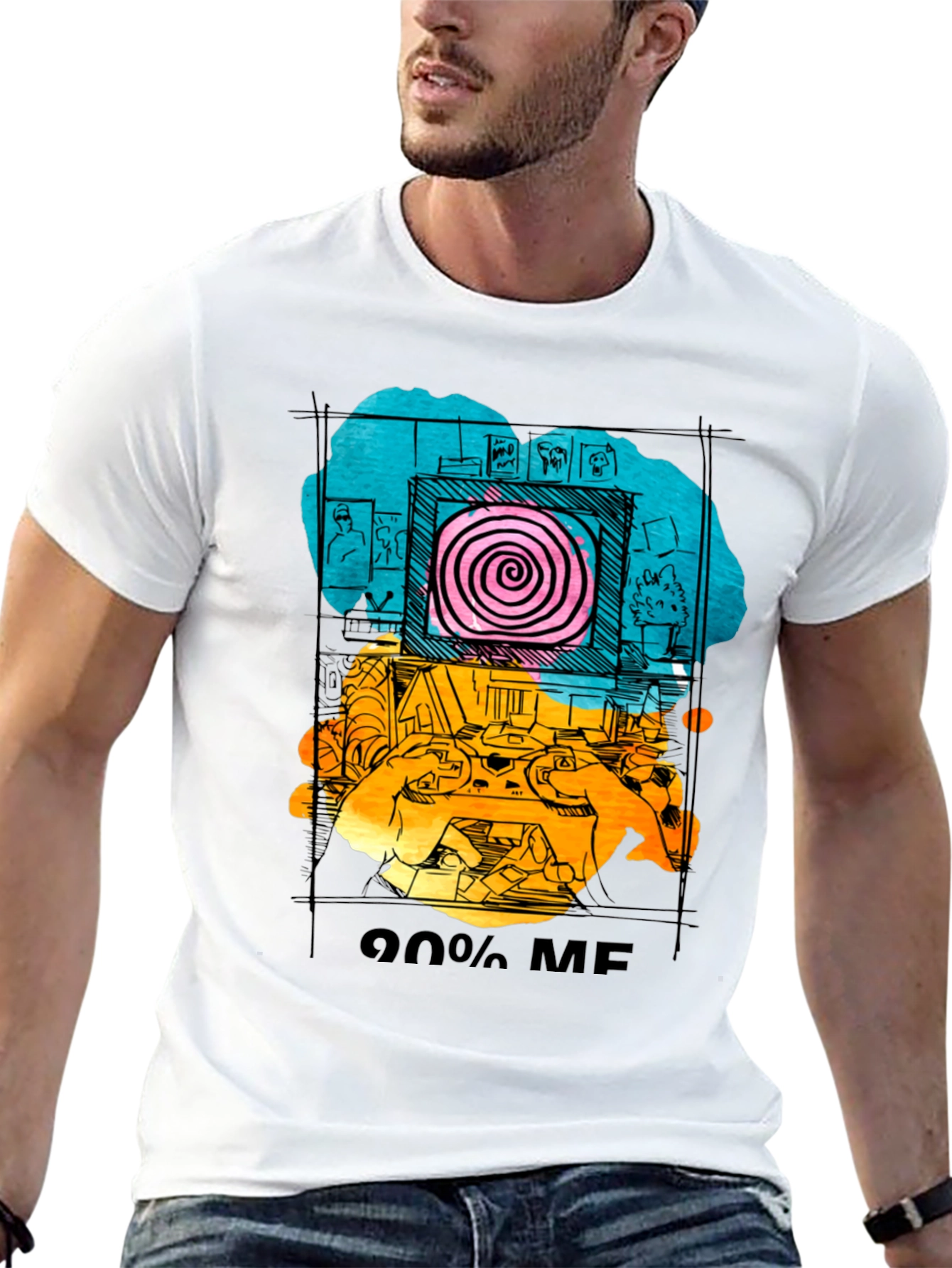 Black 90% Me Graphic T-Shirt - Quirky Artistic Tee view 13