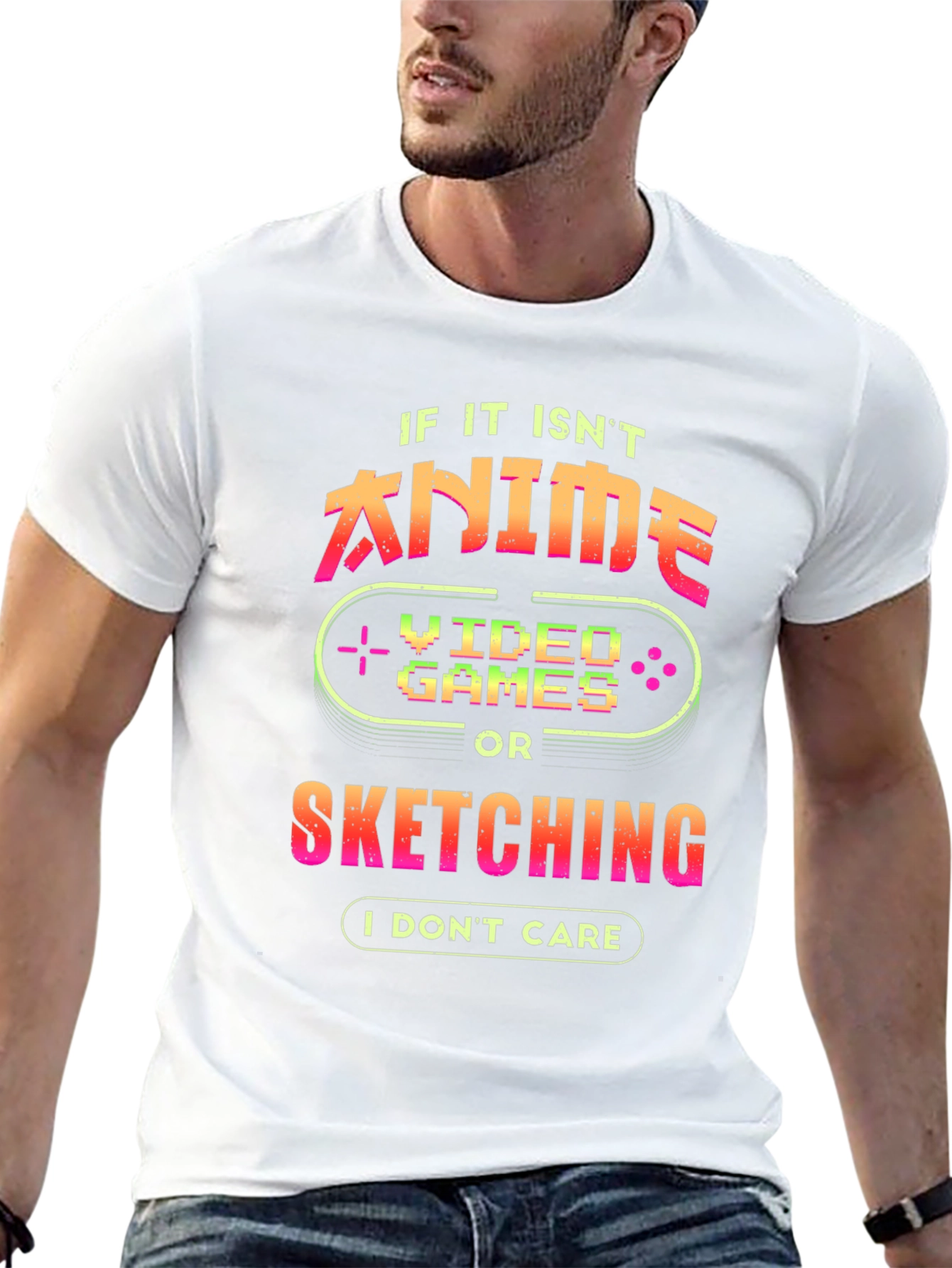 Black Anime Video Games Sketching Graphic Tee view 13